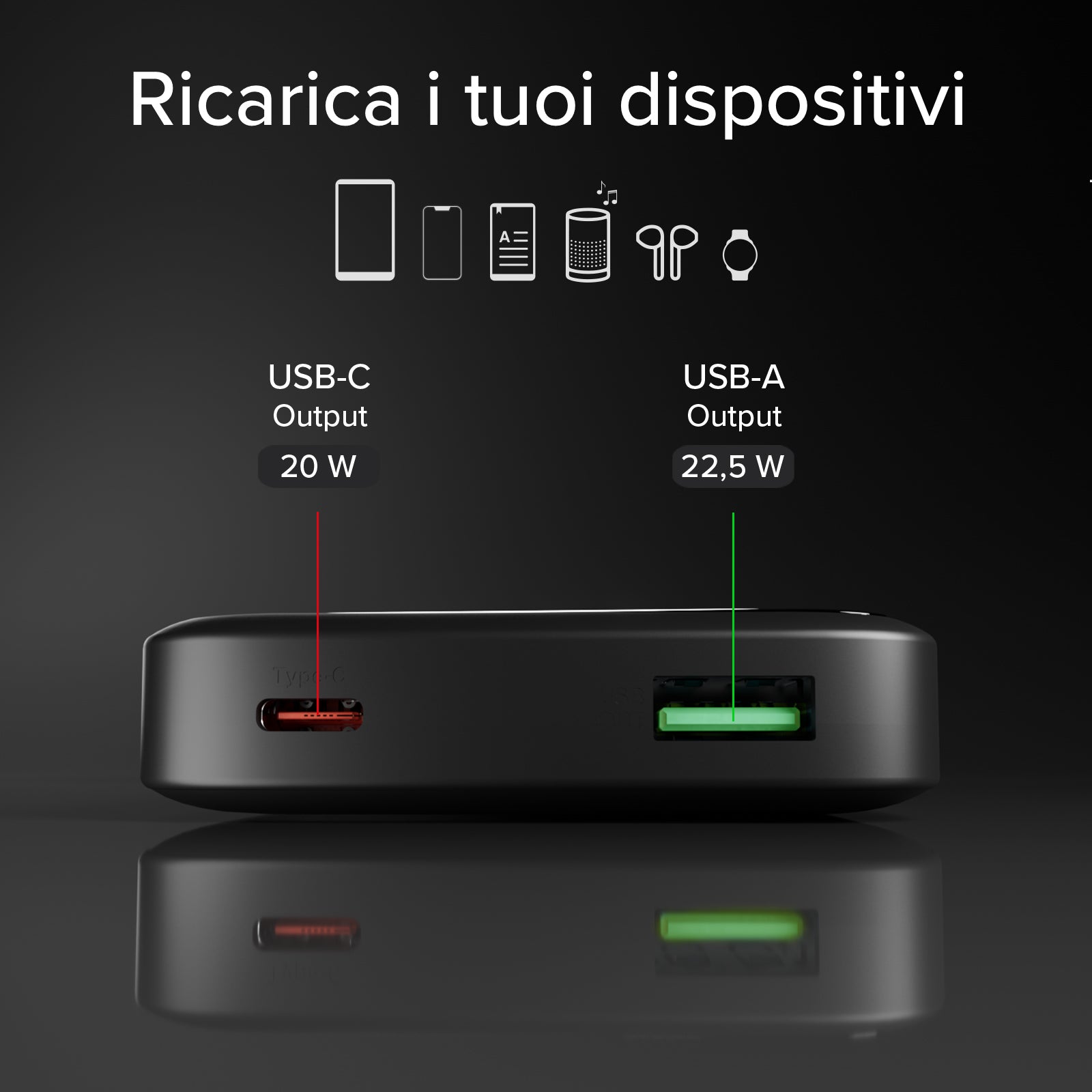 Batería externa compacta de 10000mah con carga rápida y pantalla LCD