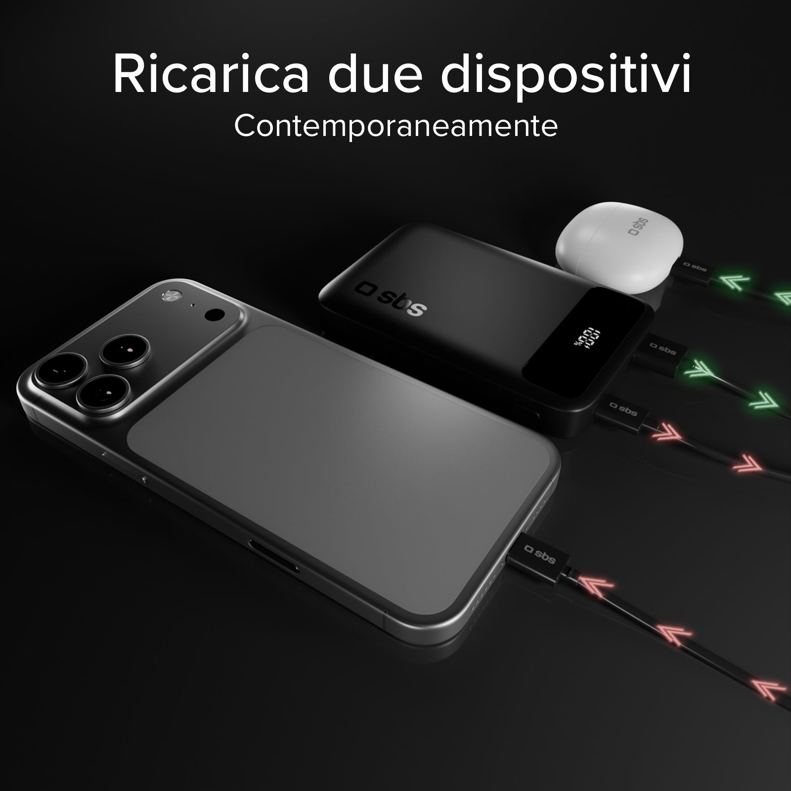 Batería externa compacta de 10000mah con carga rápida y pantalla LCD