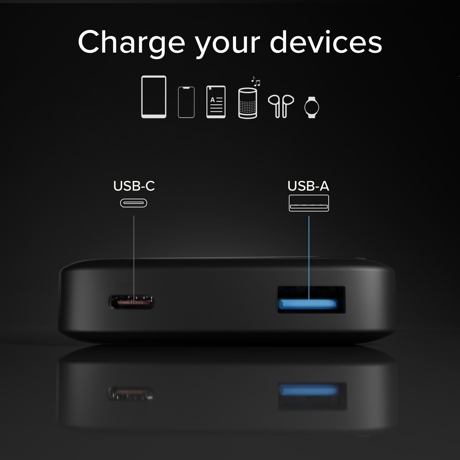 Power Bank 10000mAh High Density – Compatto con porte USB-C e USB-A