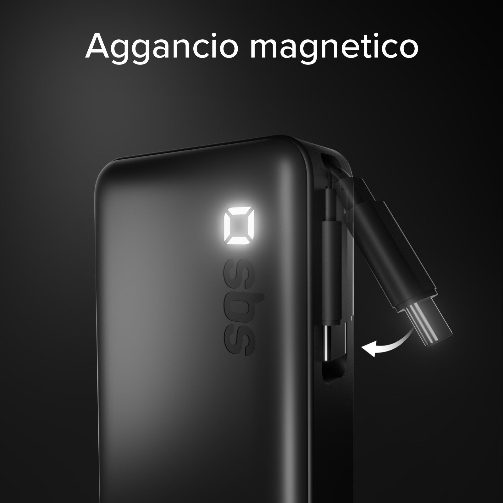 10000 mAh Power Bank with retractable USB-C cable and fast charging