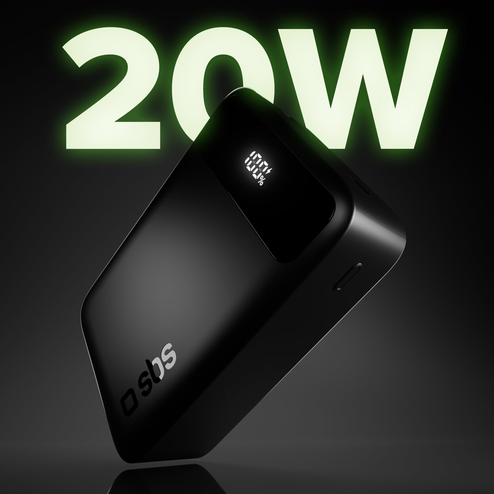 Power bank compatto 20000mah con display e ricarica rapida 20w USB-C e USB-A