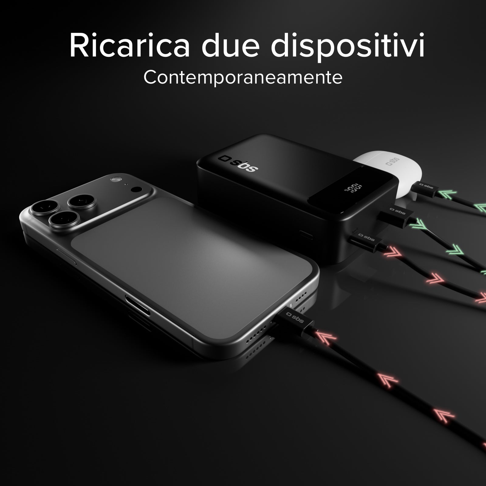 Power bank compatto 20000mah con display e ricarica rapida 20w USB-C e USB-A