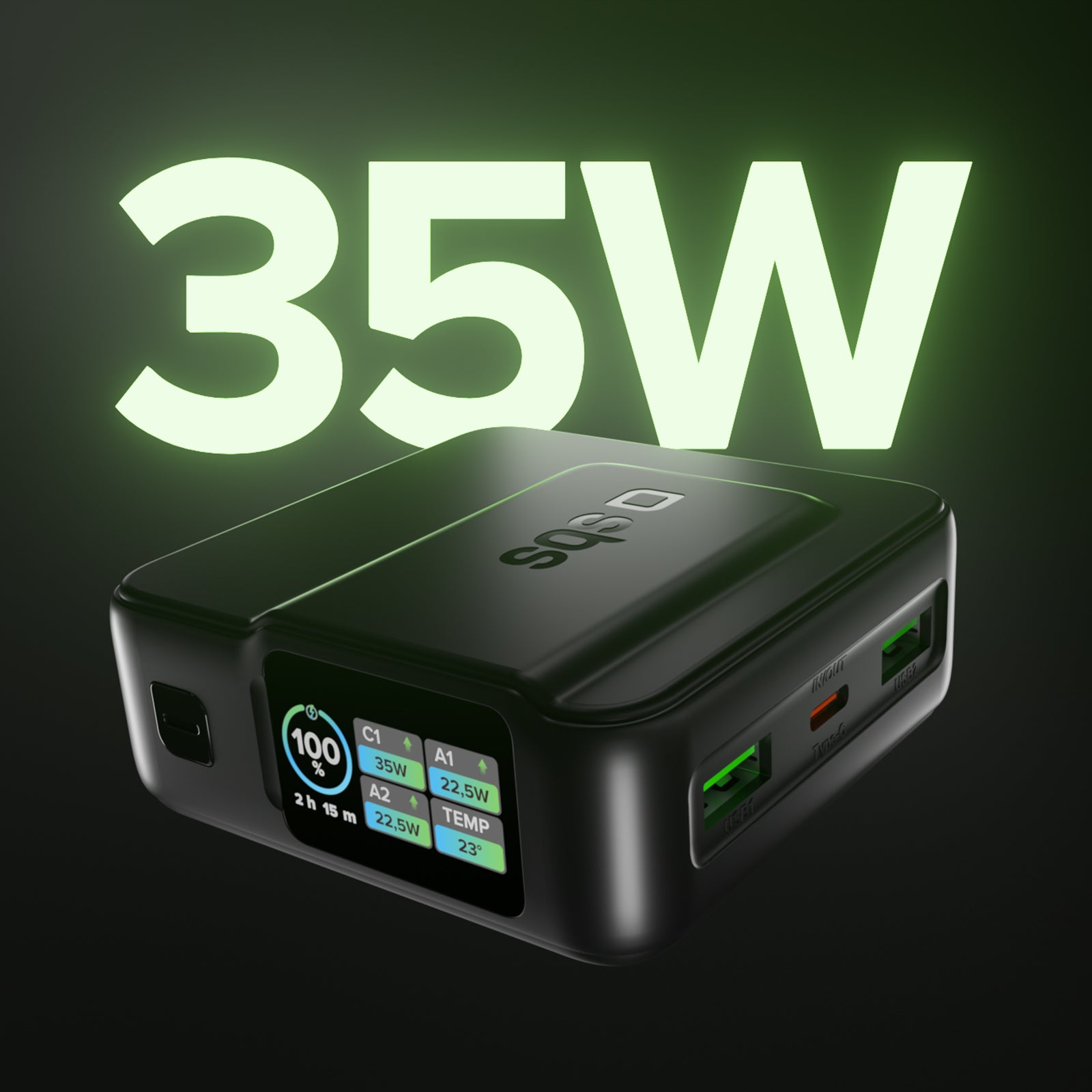 Power bank Power Control 2.0 da 10.000 mAh con display TFT intelligente e ricarica PD da 35 W