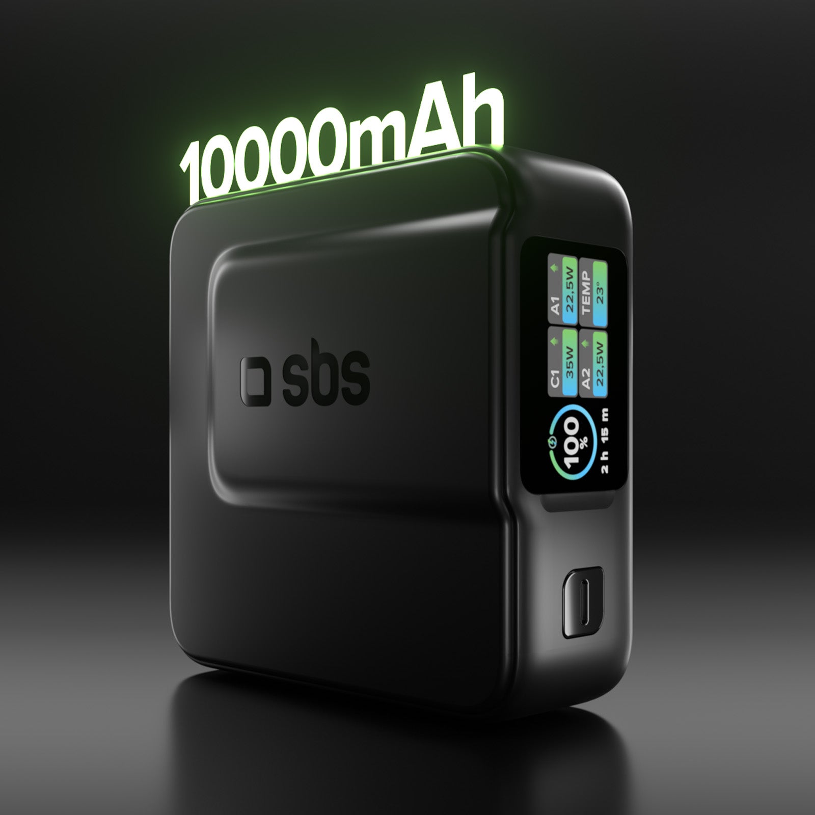 Power bank Power Control 2.0 da 10.000 mAh con display TFT intelligente e ricarica PD da 35 W