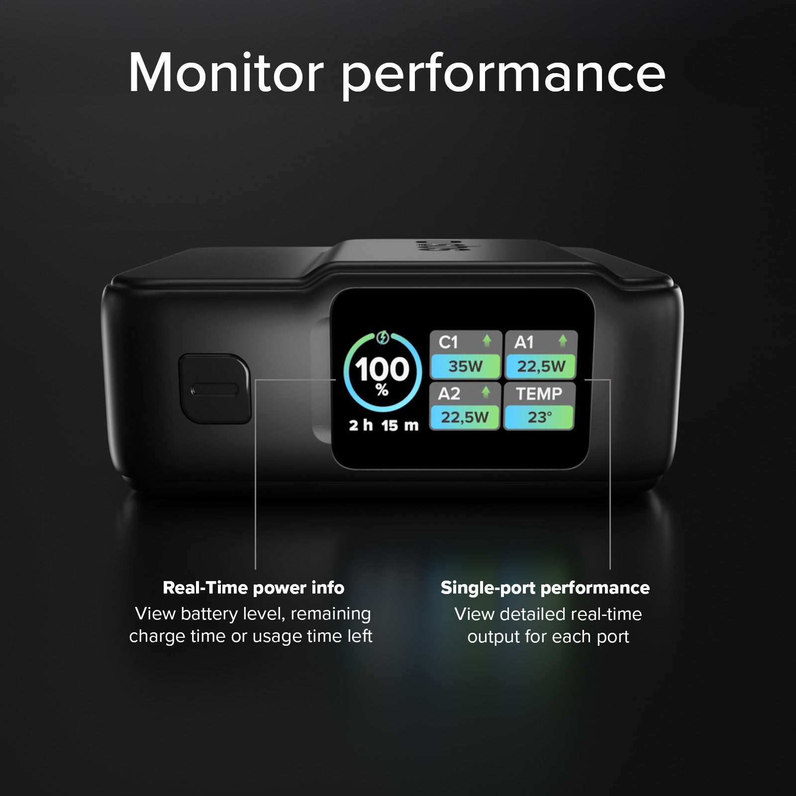 Power bank Power Control 2.0 da 10.000 mAh con display TFT intelligente e ricarica PD da 35 W