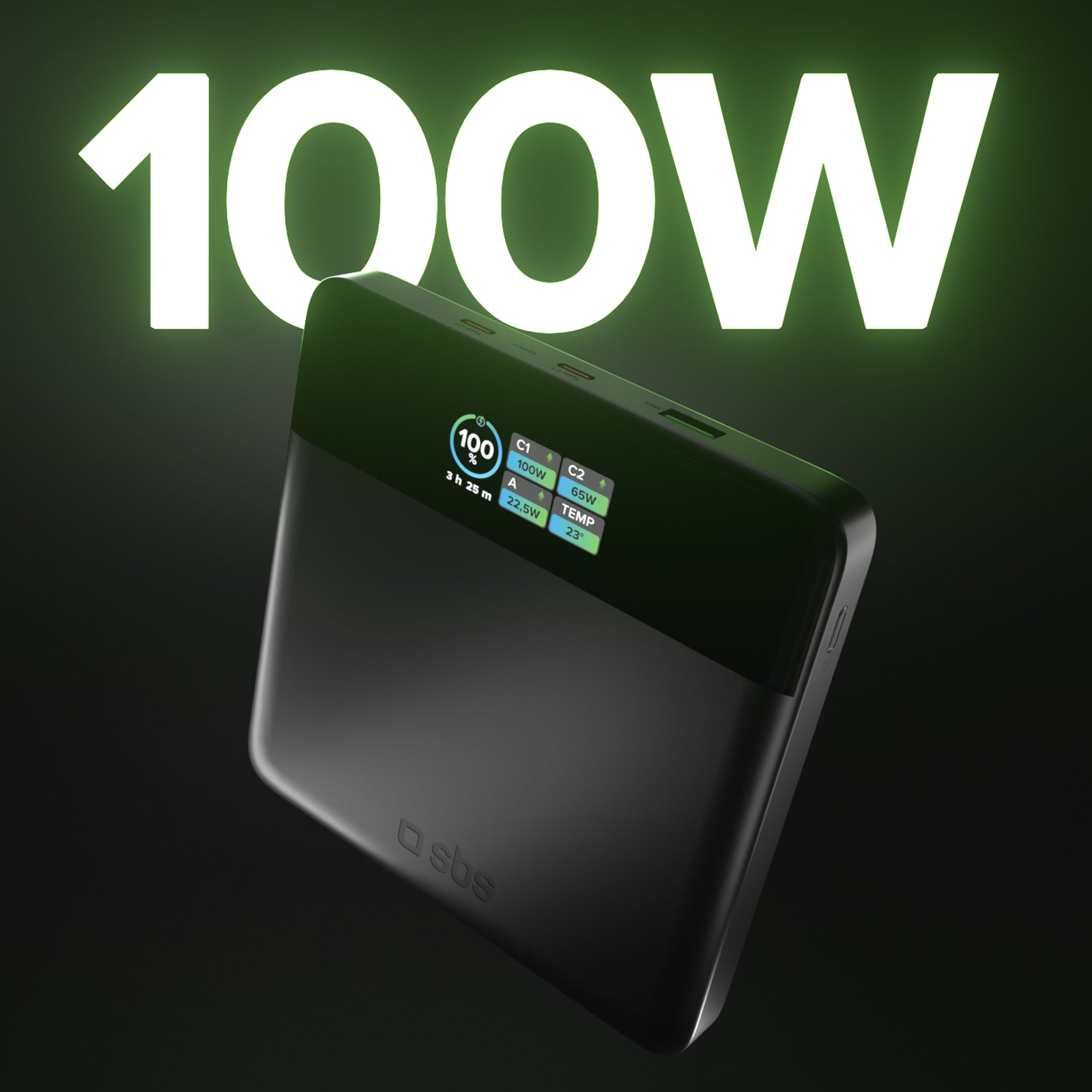 Power bank da 20.000 mAh con display TFT e ricarica per laptop da 100 W