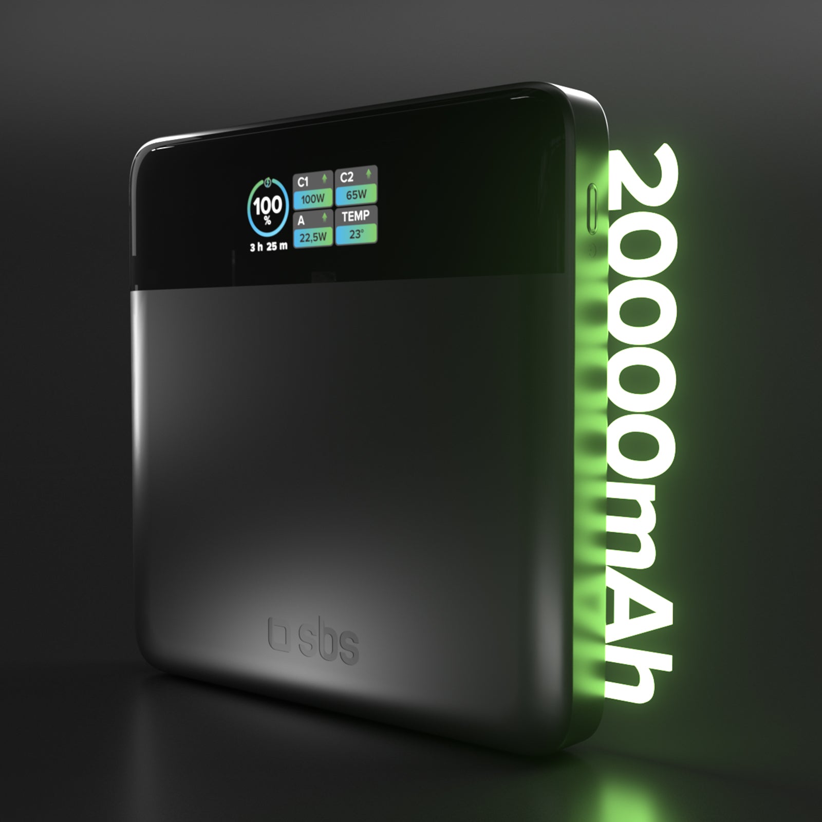Power bank da 20.000 mAh con display TFT e ricarica per laptop da 100 W