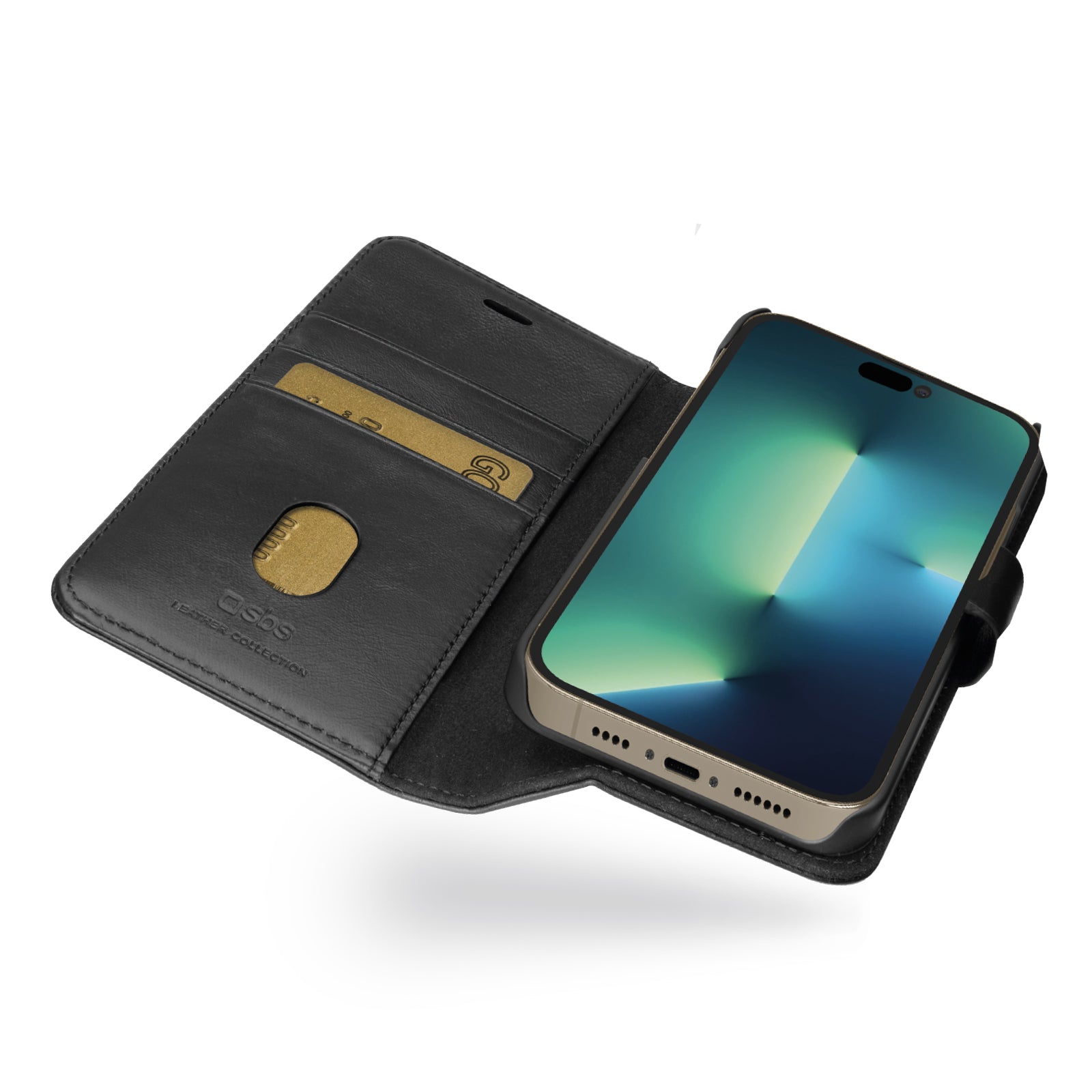 Klapphülle aus echtem Leder für iPhone 14 Pro