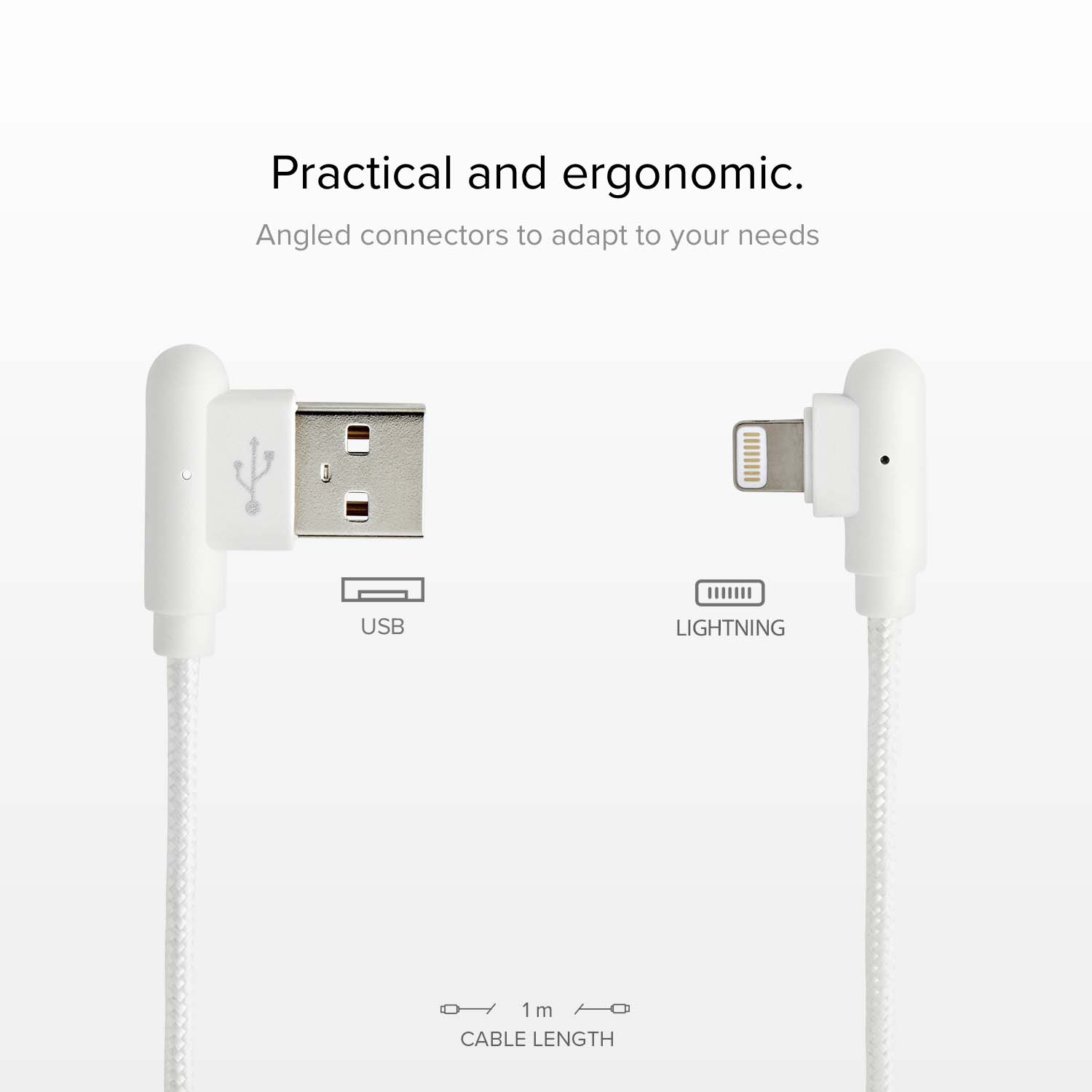 Câble Lightning avec connecteurs à 90°