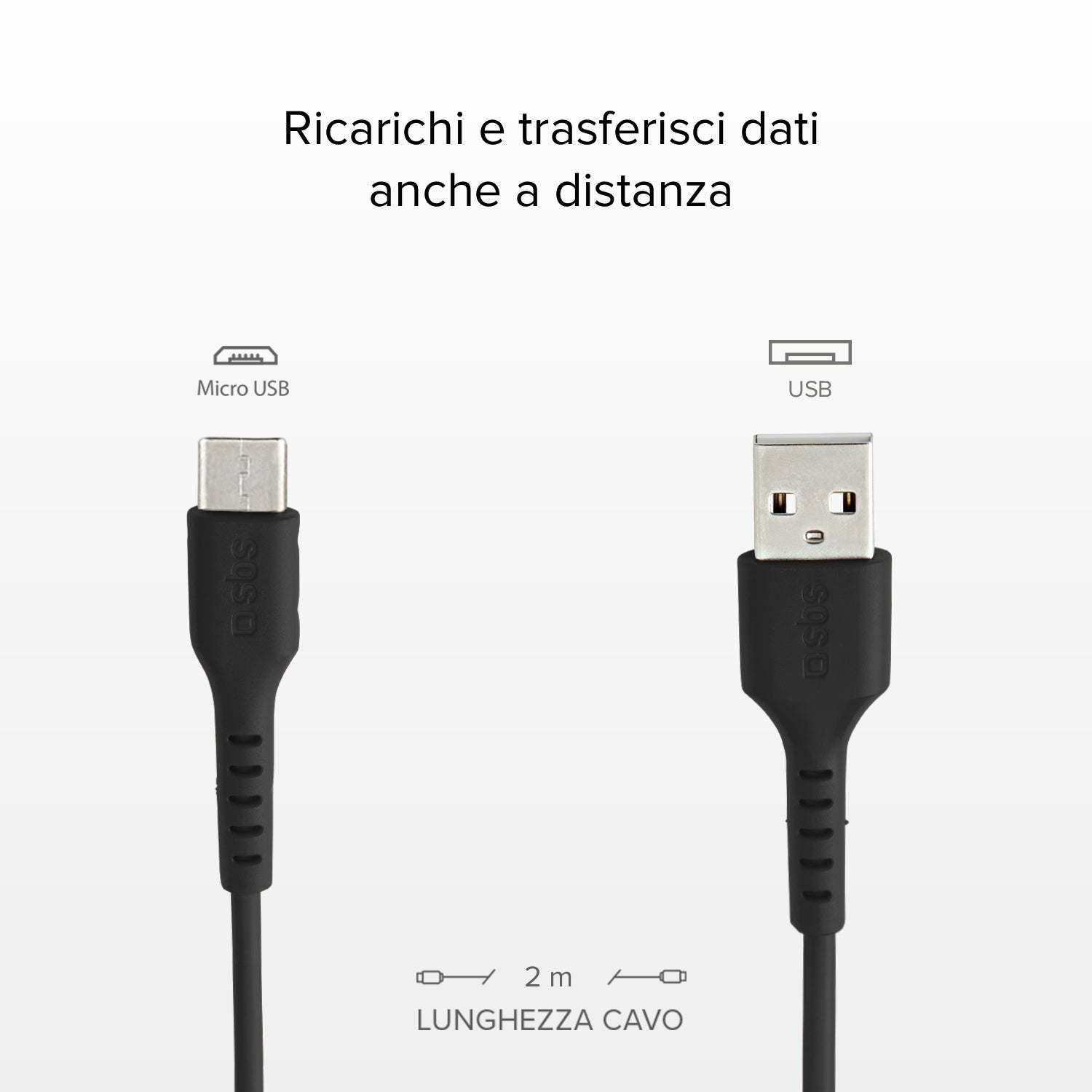 Cavo dati 2 m nero - Connettori USB a Micro-USB