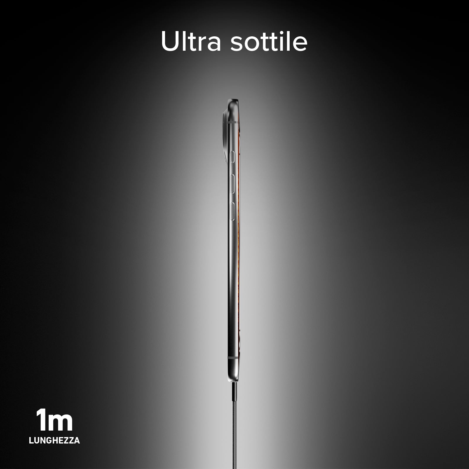 Slim charging and data cable with USB-C 2.0 connectors, 1 m