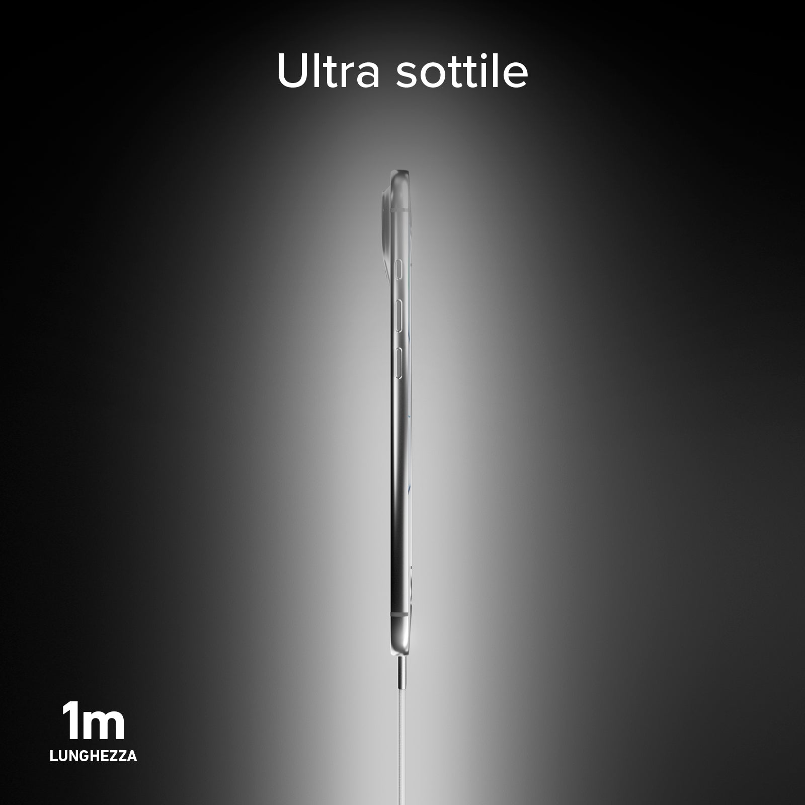 Slim charging and data cable with USB-C 2.0 connectors, 1 m