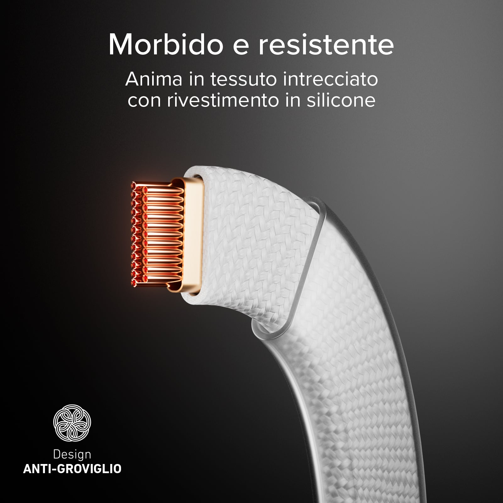 Slim charging and data cable with USB-C 2.0 connectors, 1 m