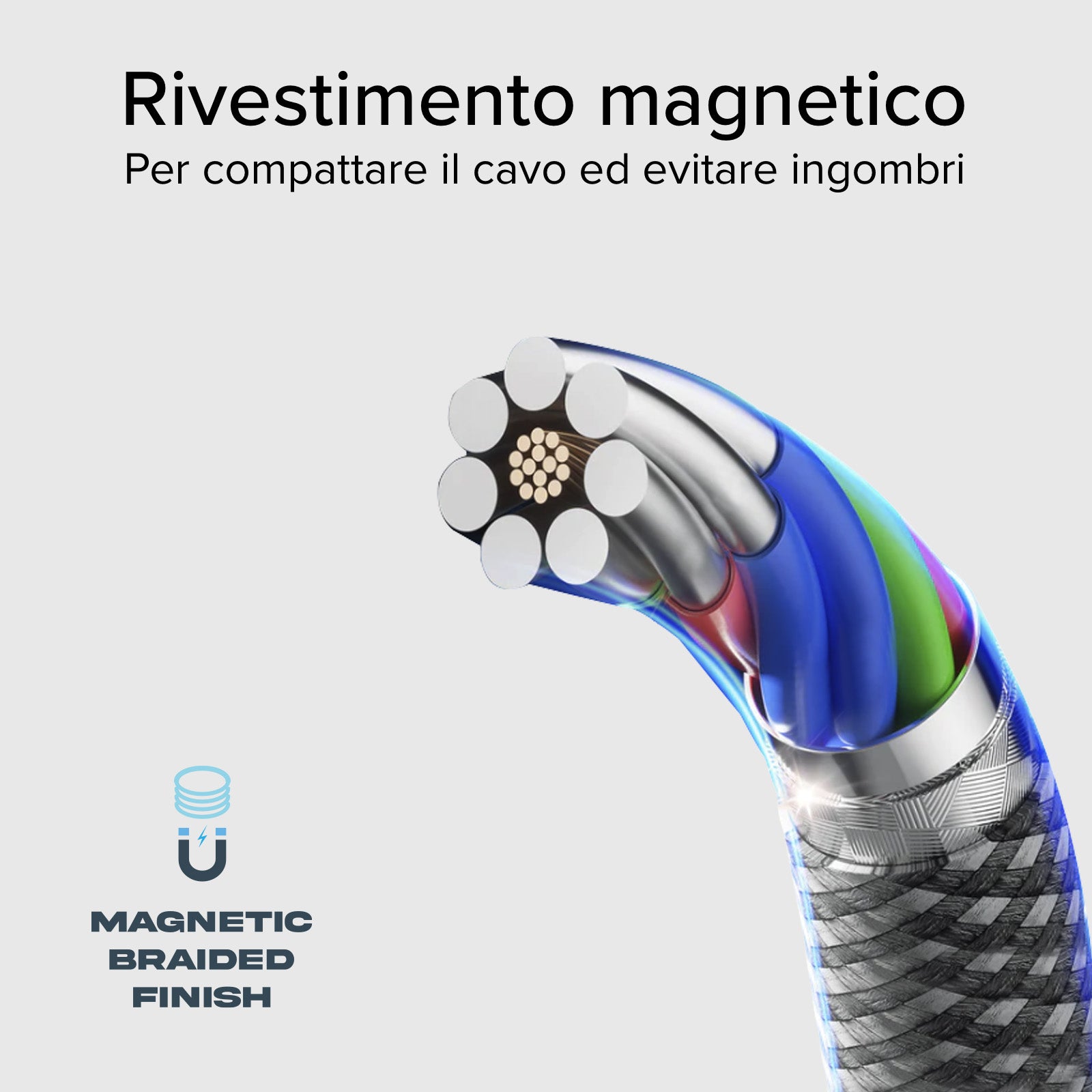 Cable USB-C - USB-C con acabado magnético, 1 metro