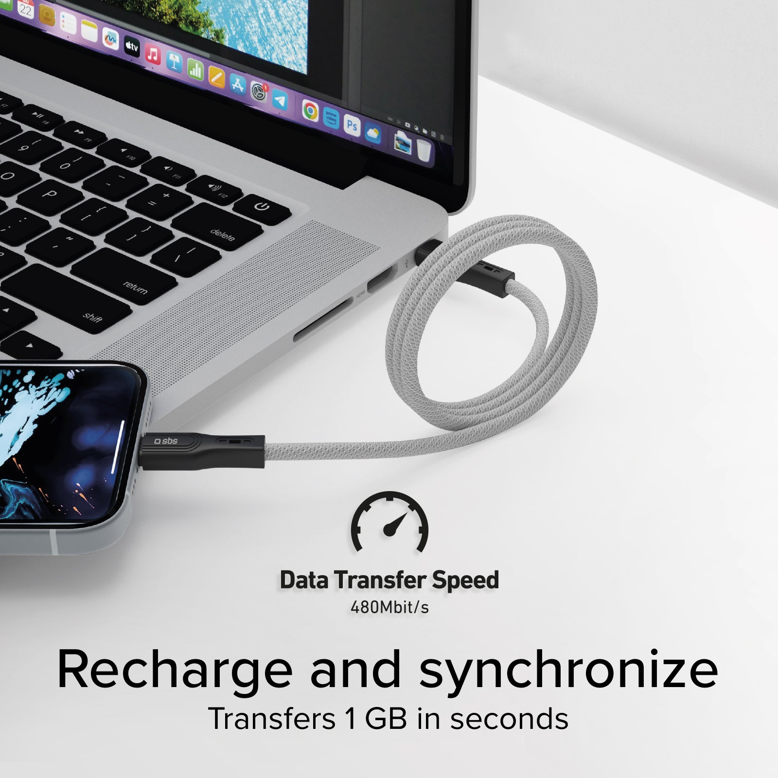 Cable USB-C - USB-C con acabado magnético, 1 metro