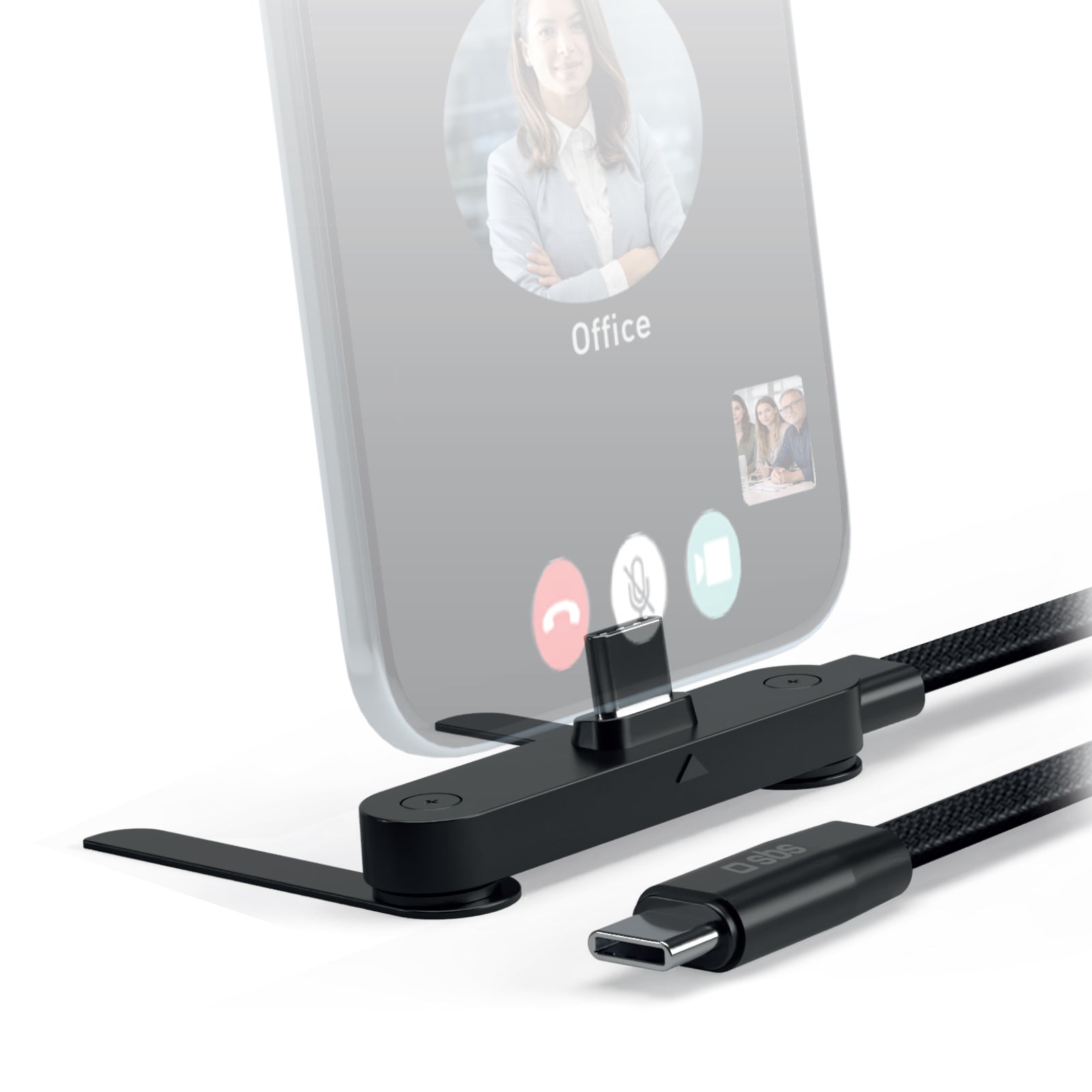 Cavo USB-C 60W dati e ricarica con stand, connettori orientabili, 1 m