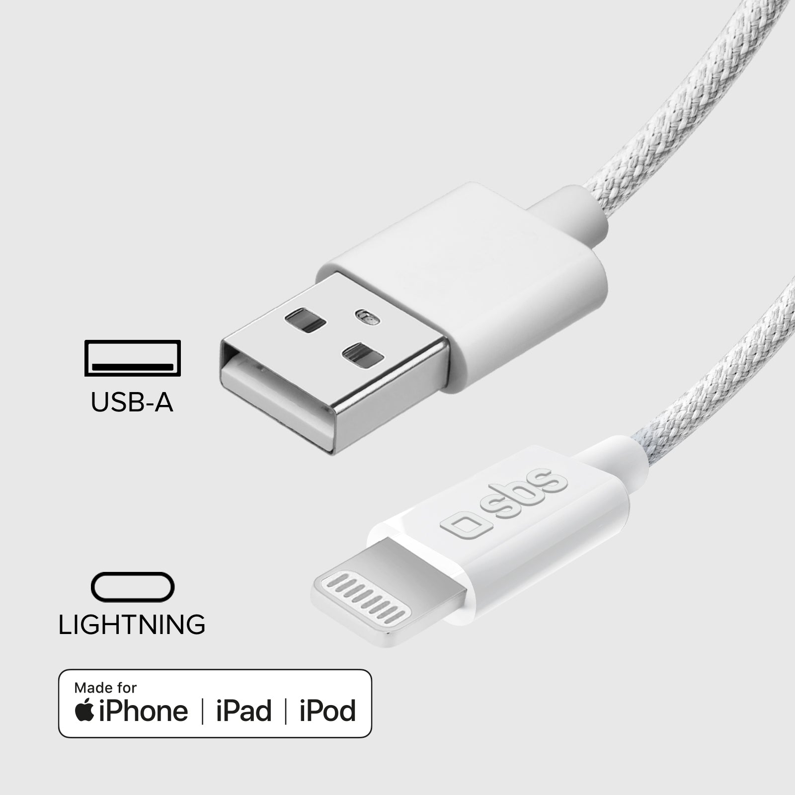 Cavo USB-A - Lightning in tessuto con fermacavo, 1.5 metri
