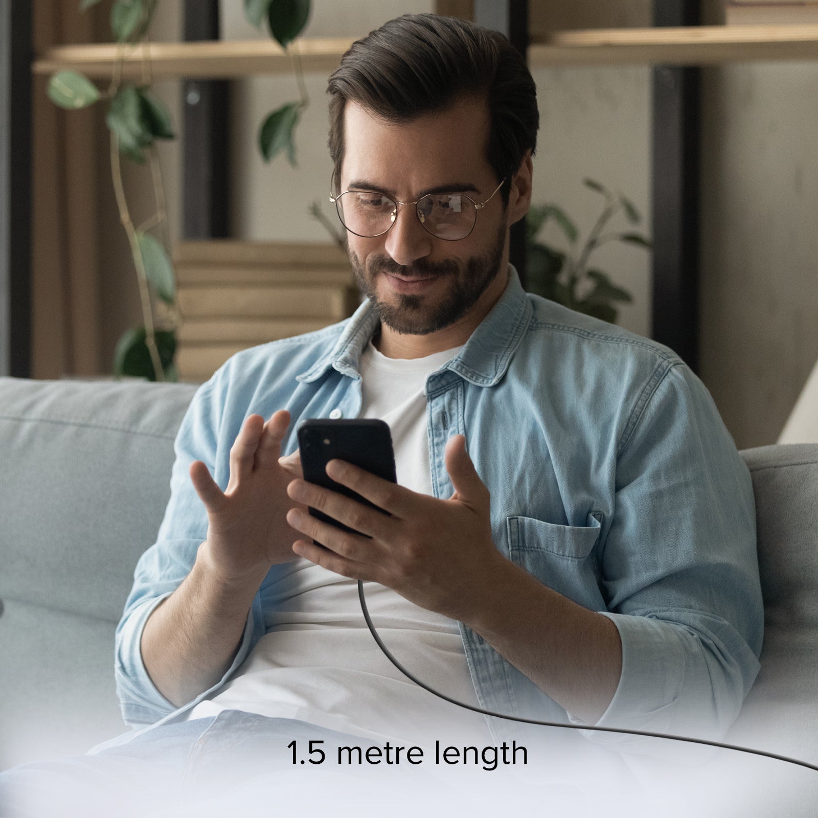 Câble textile USB-C - USB-C avec serre-câble, 1,5 mètre