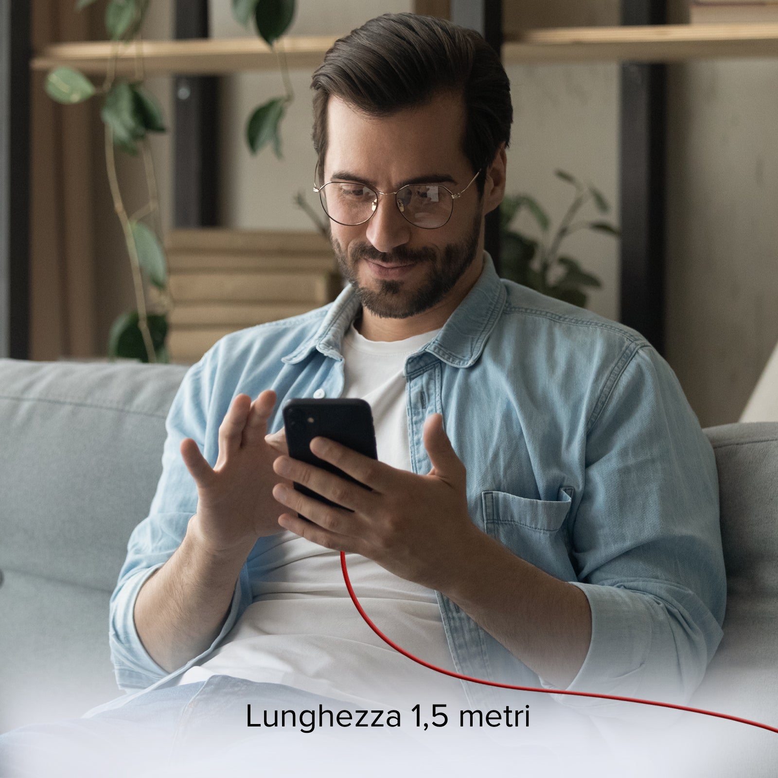 Câble textile USB-C - USB-C avec serre-câble, 1,5 mètre