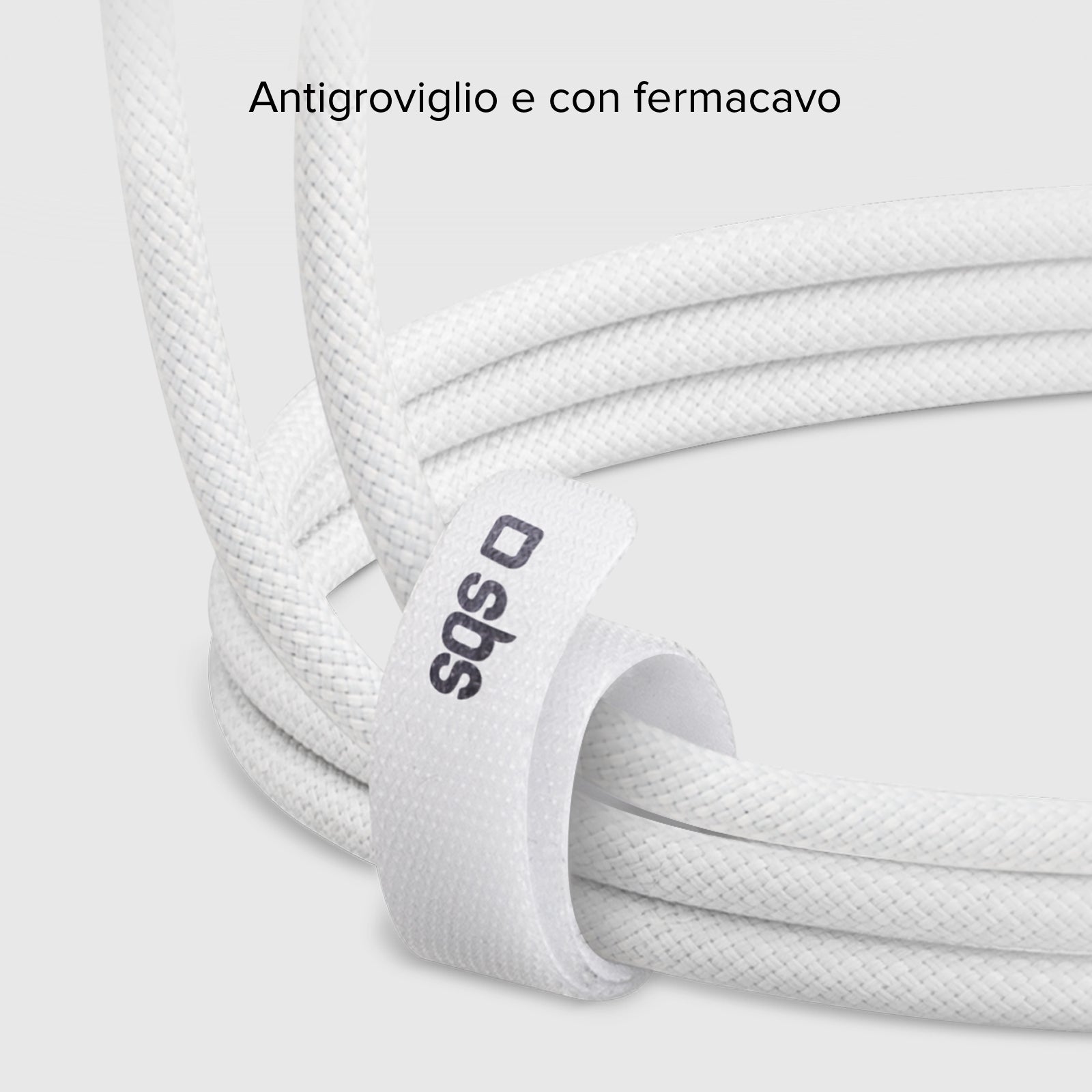 USB-A - USB-C fabric cable with cable clip, 1.5 m