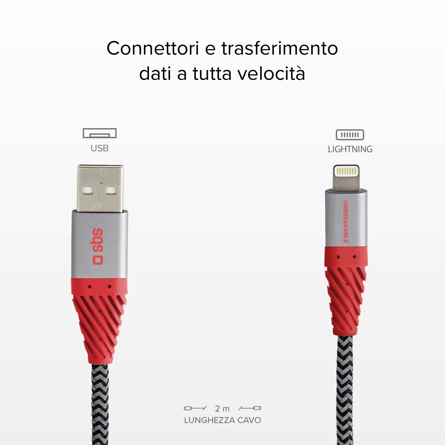 Cavo rifrangente in fibra aramidica USB 2.0 Lightning