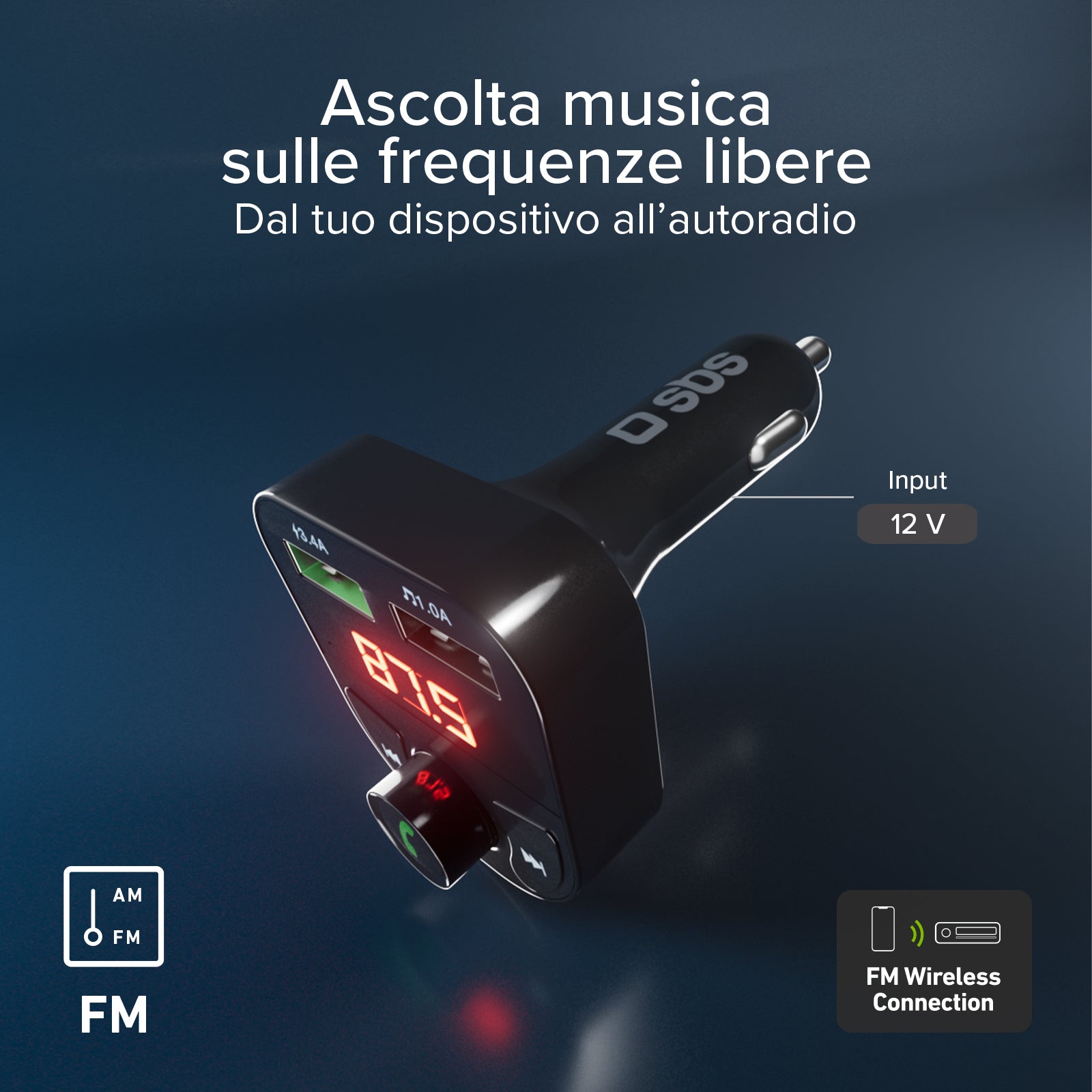 Caricabatterie da auto 15 Watt con connessione wireless