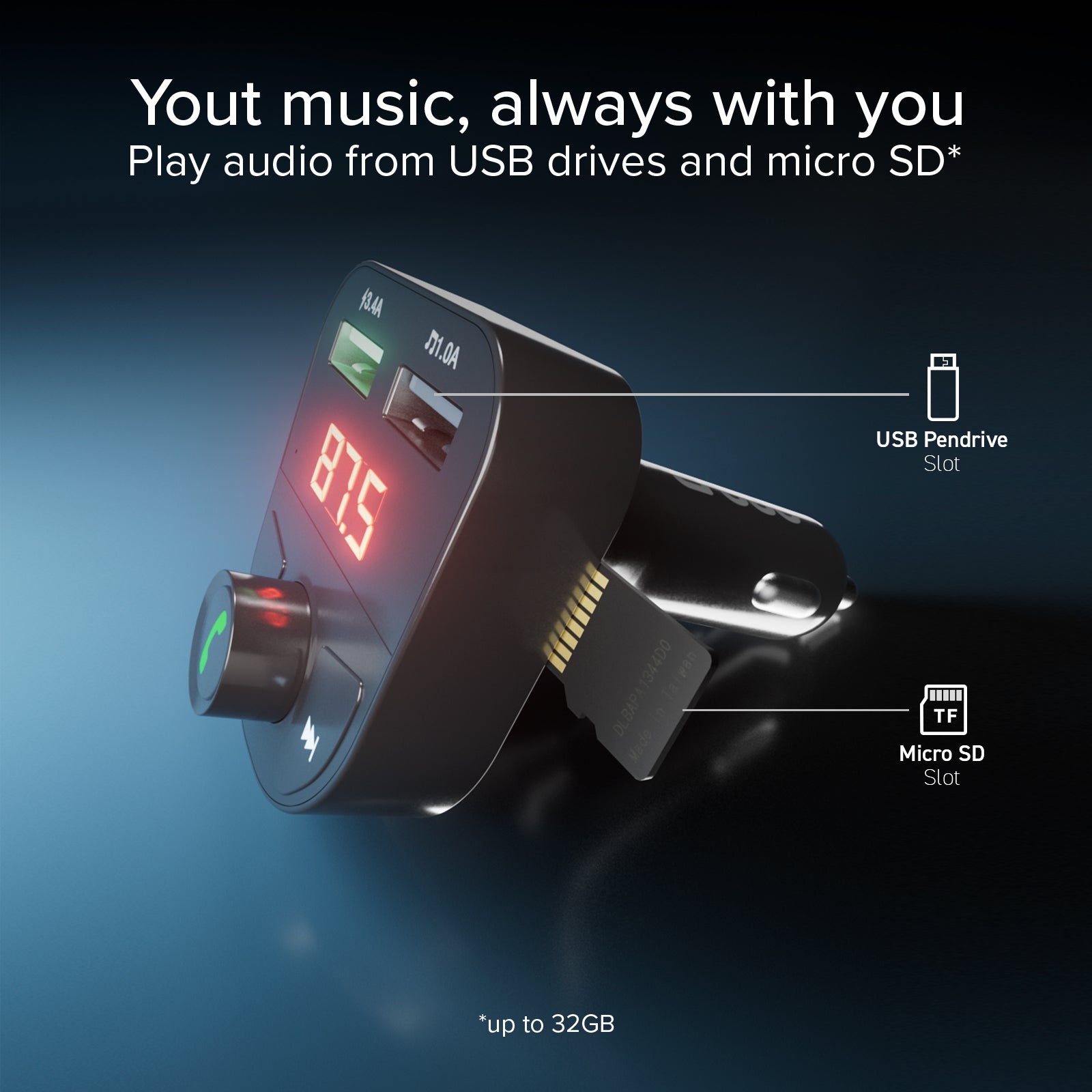 Caricabatterie da auto 15 Watt con connessione wireless