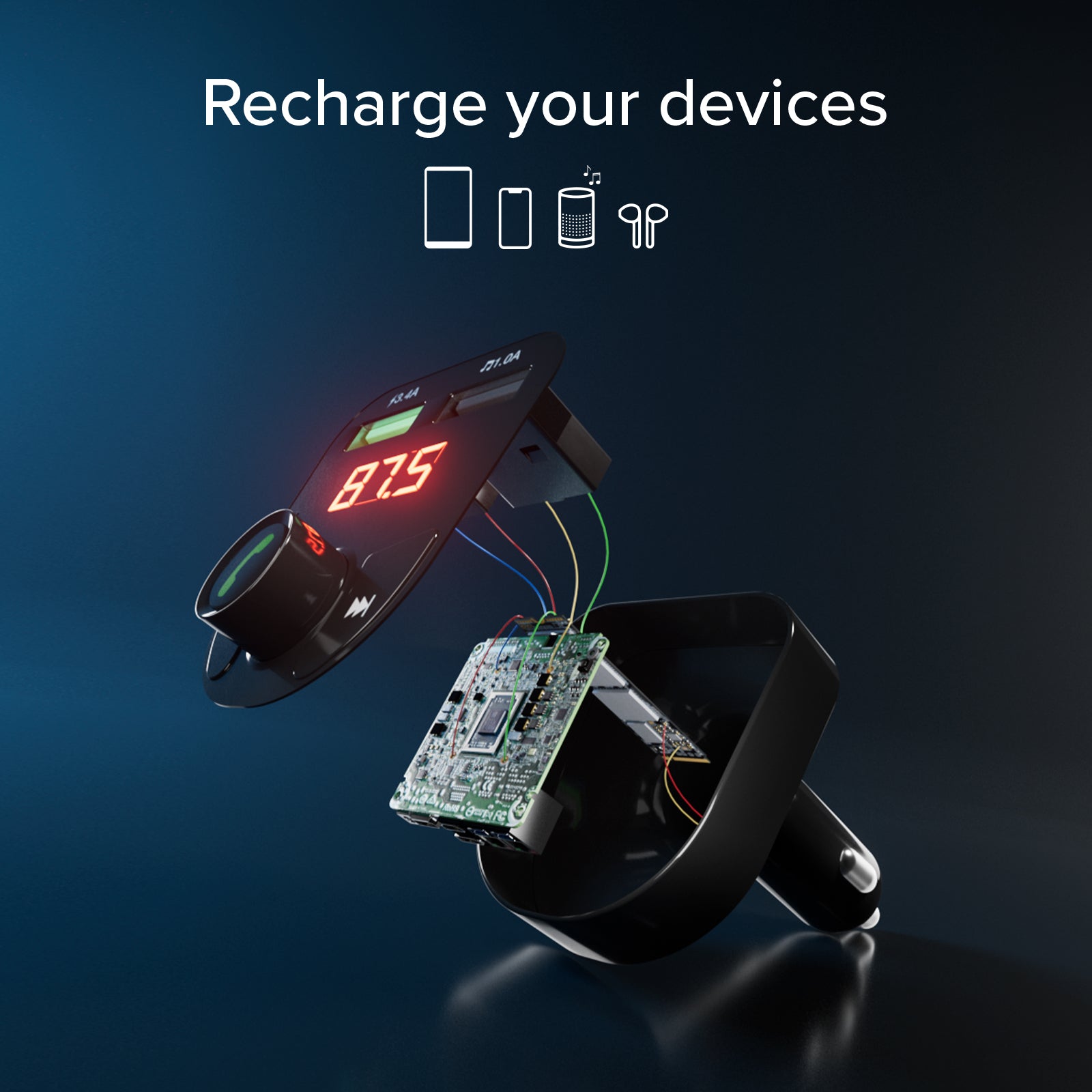 Caricabatterie da auto 15 Watt con connessione wireless
