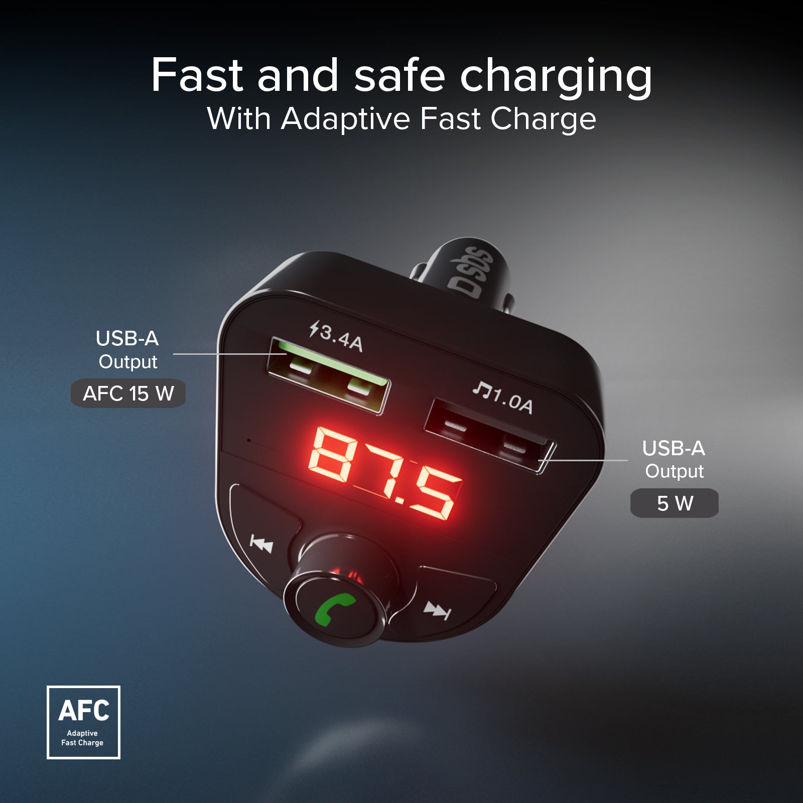 Caricabatterie da auto 15 Watt con connessione wireless