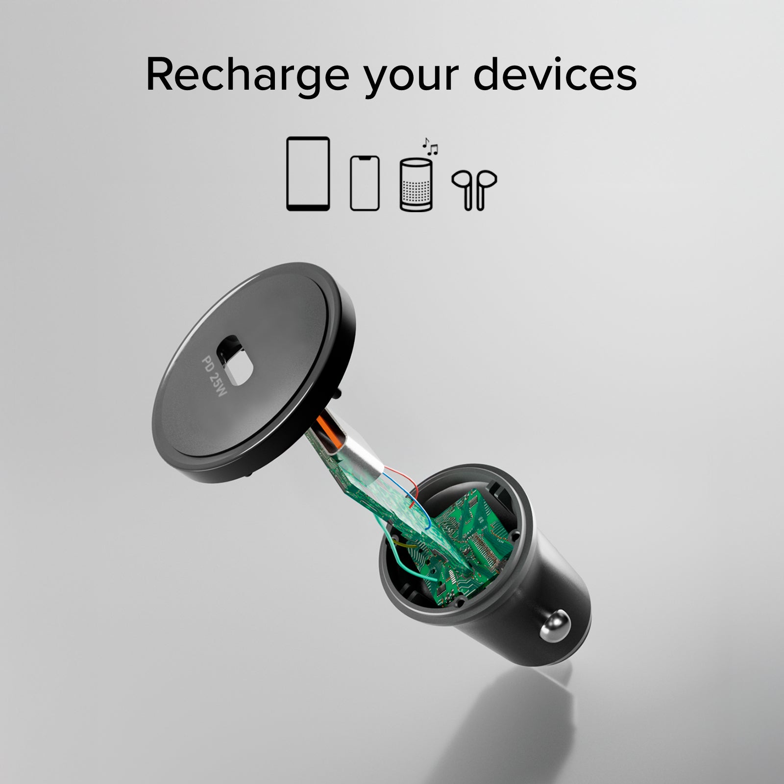 Kit cargador de coche PD 25 W + cable USB-C USB-C