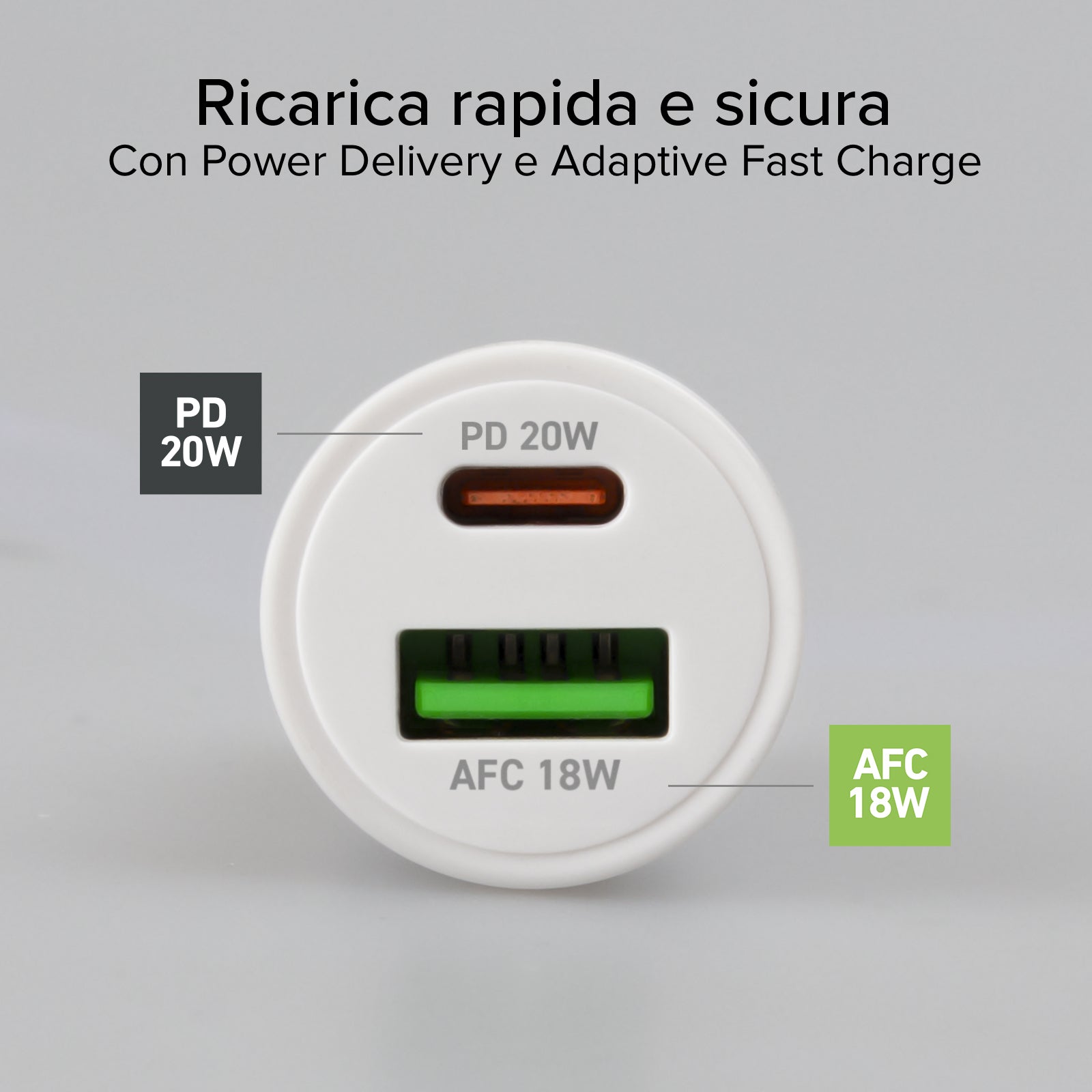 Caricatore auto 20W con doppia USB