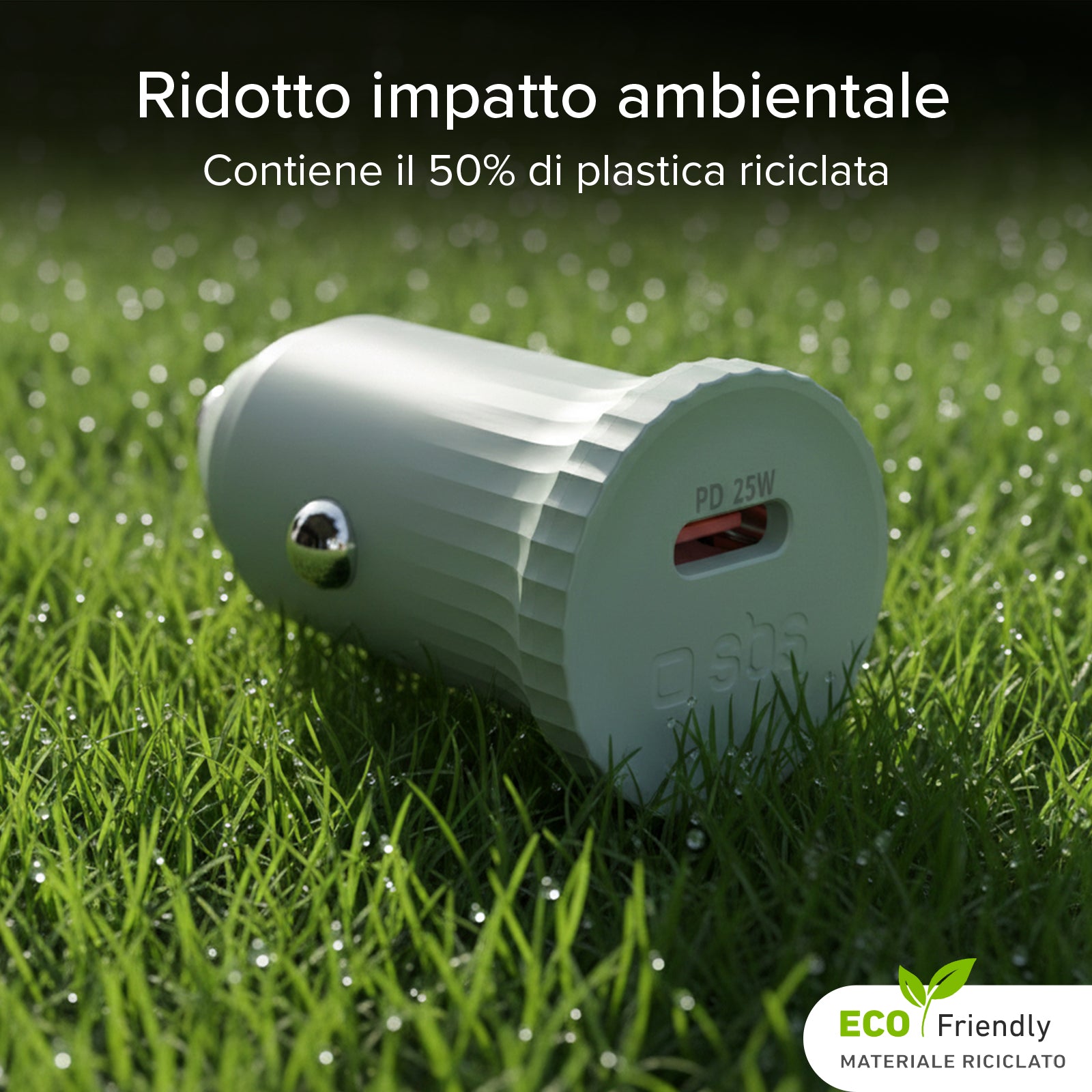Caricatore caricabatterie da auto con materiale riciclato GRS