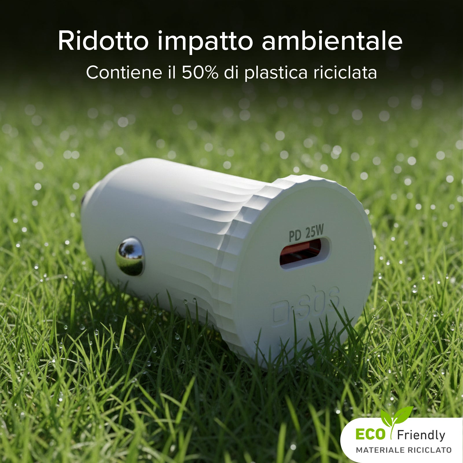 Caricatore caricabatterie da auto con materiale riciclato GRS