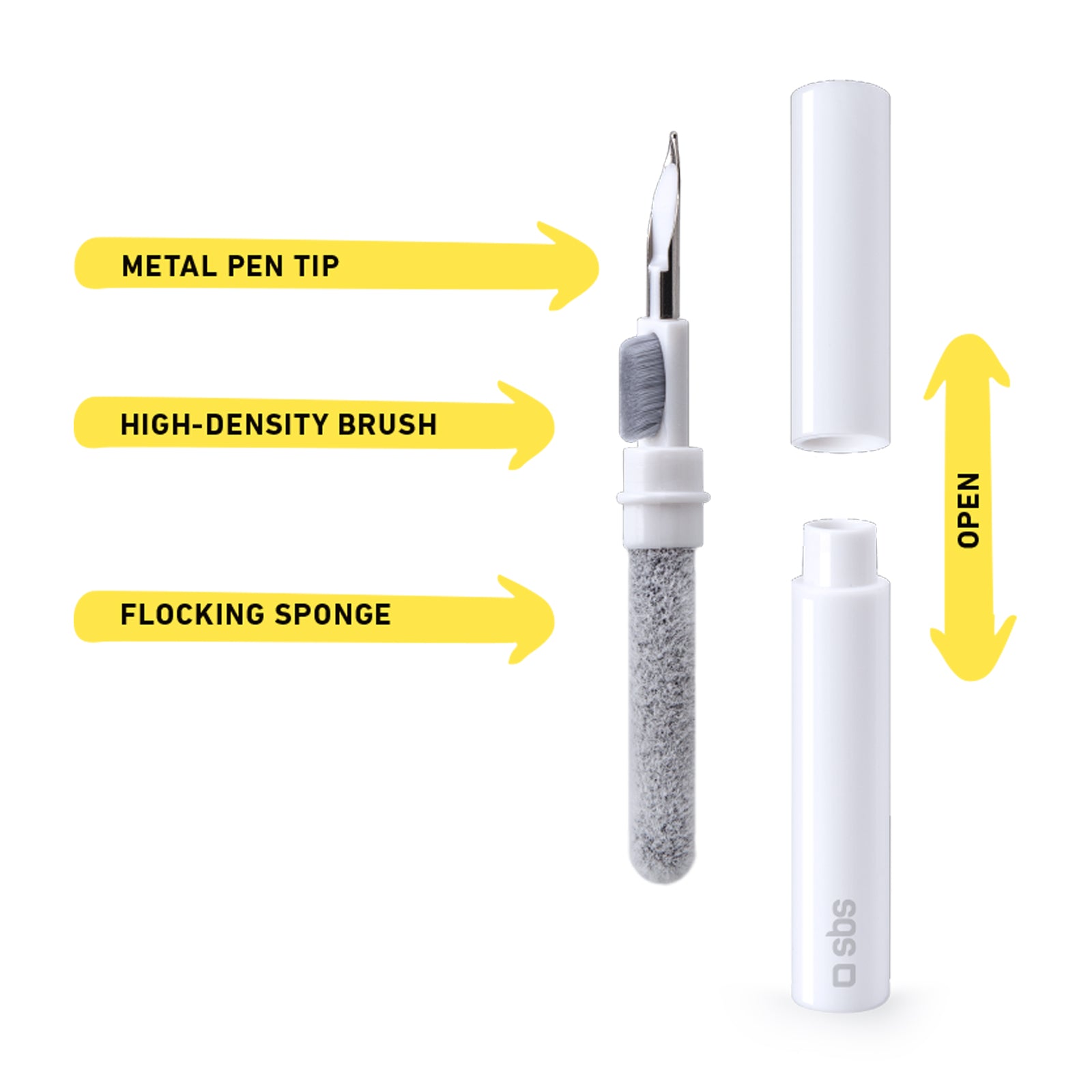 Kit de nettoyage 3 en 1 pour écouteurs avec embout métal, brosse et plumeau