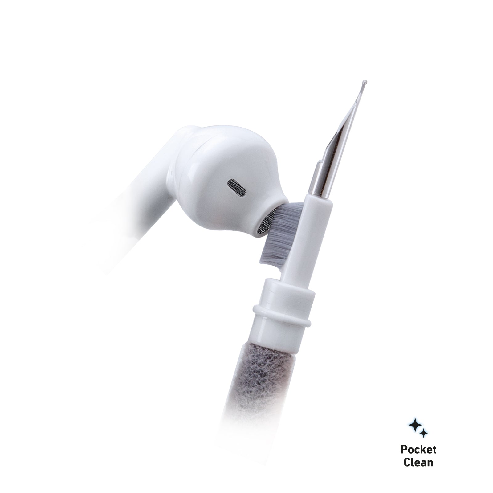 Kit de nettoyage 3 en 1 pour écouteurs avec embout métal, brosse et plumeau