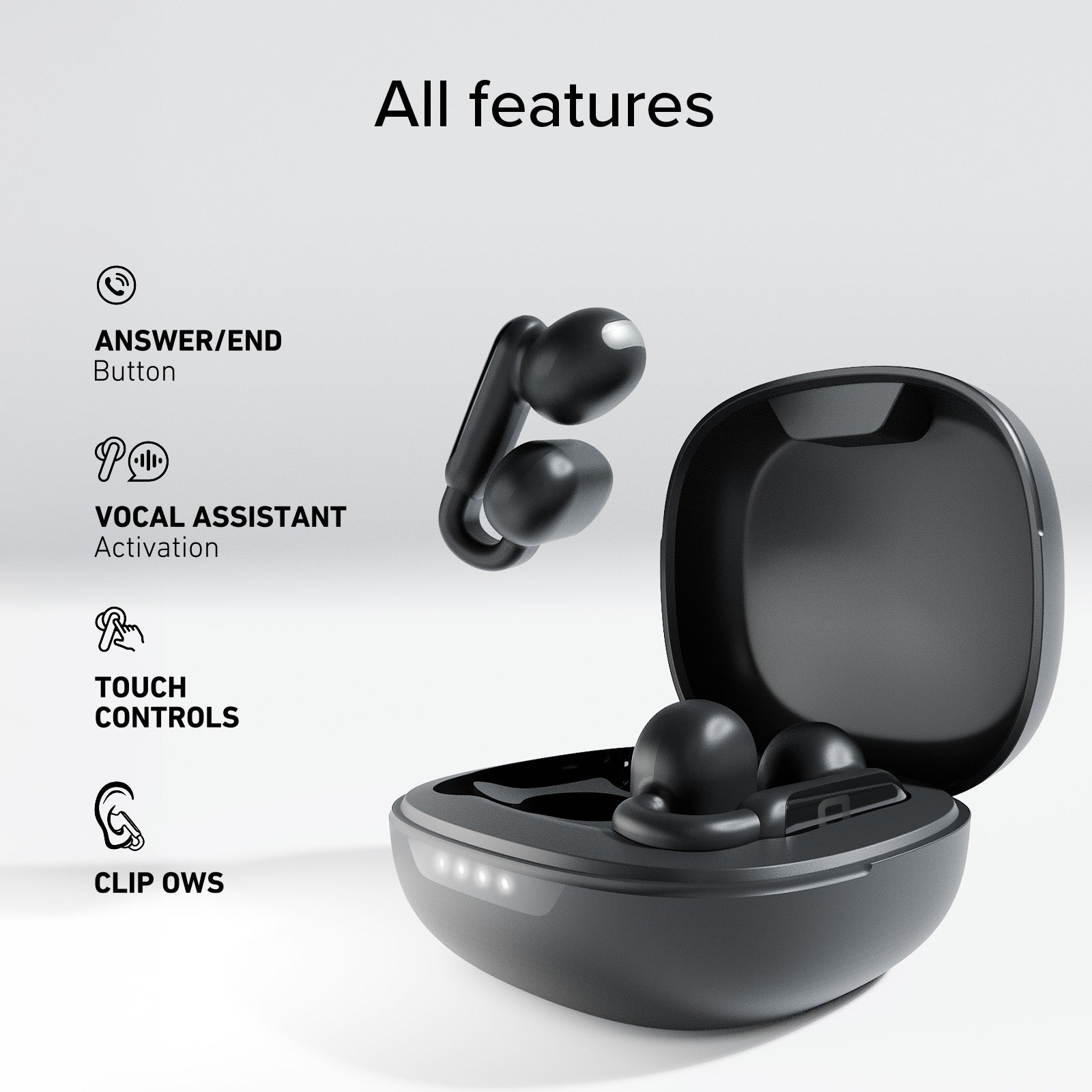 OWS- Ohrhörer mit Clip-on-Design und Touch-Bedienung