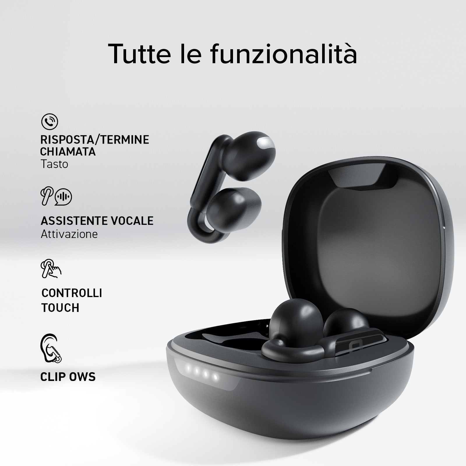 OWS- Ohrhörer mit Clip-on-Design und Touch-Bedienung
