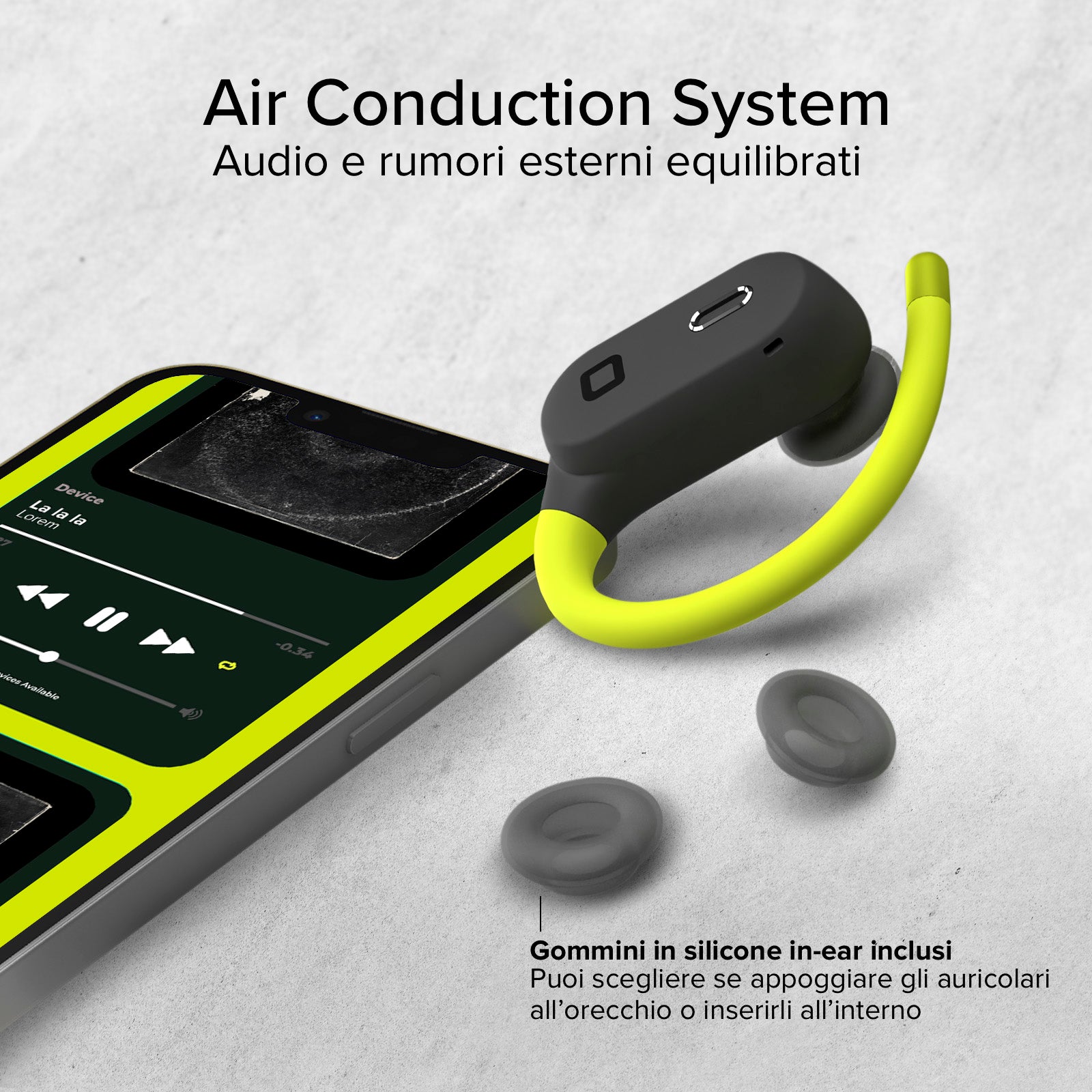 Sports ear-hook earphones with Active Noise Cancelling (ANC) technology