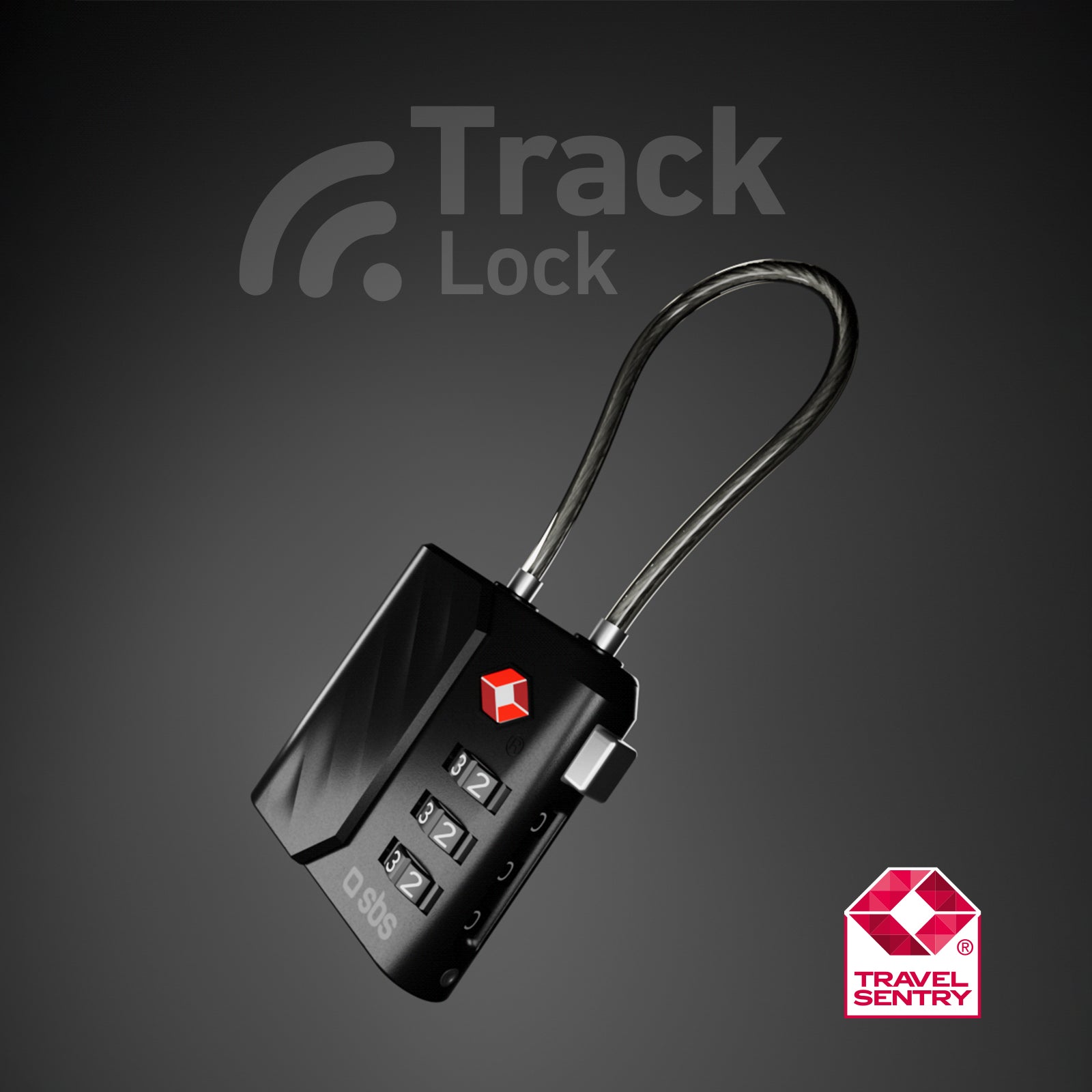 TSA lock with integrated locator for suitcases and bags compatible with Apple Find My