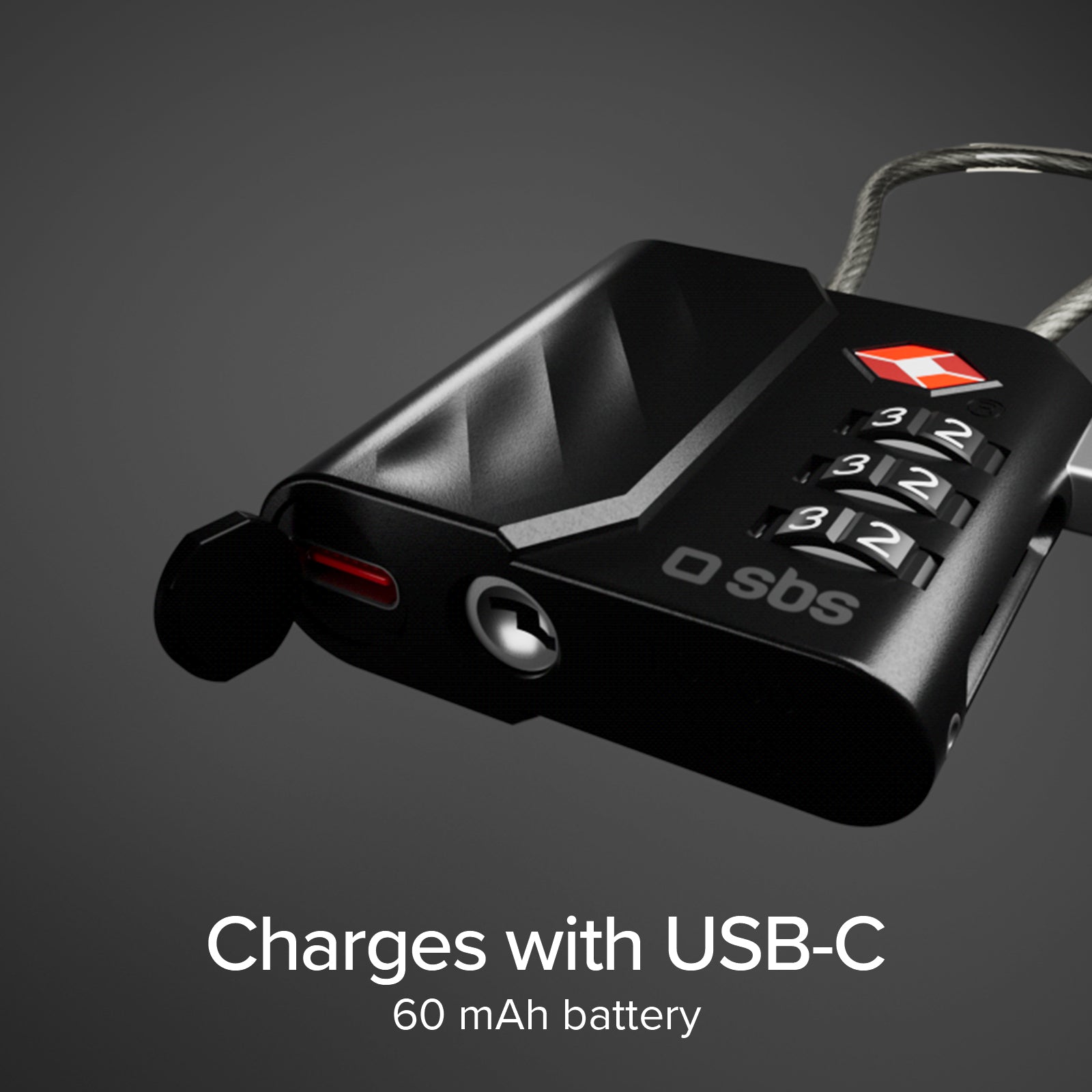 TSA lock with integrated locator for suitcases and bags compatible with Apple Find My