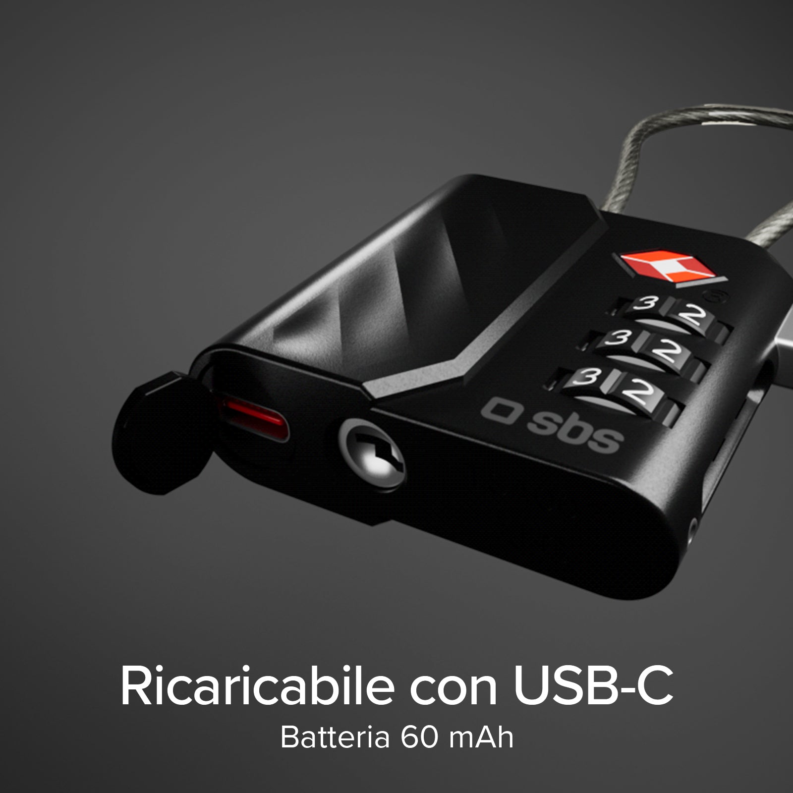 TSA lock with integrated locator for suitcases and bags compatible with Apple Find My