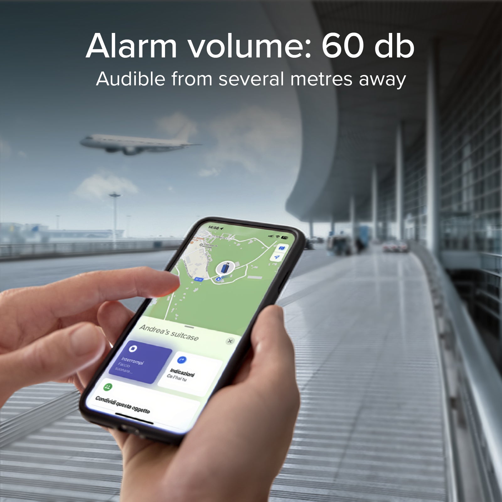 TSA lock with integrated locator for suitcases and bags compatible with Apple Find My