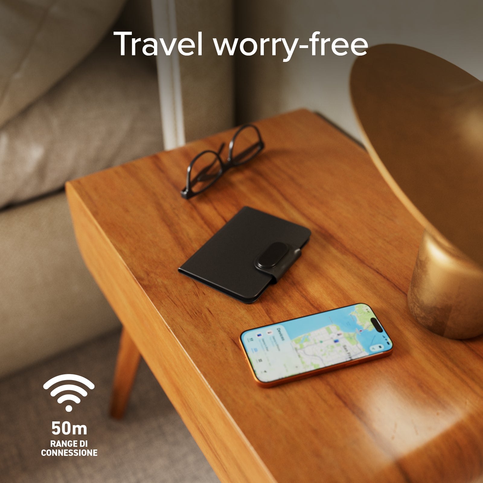 Porta passaporto Track My Passport con tracker Apple Find My e Google Find Hub