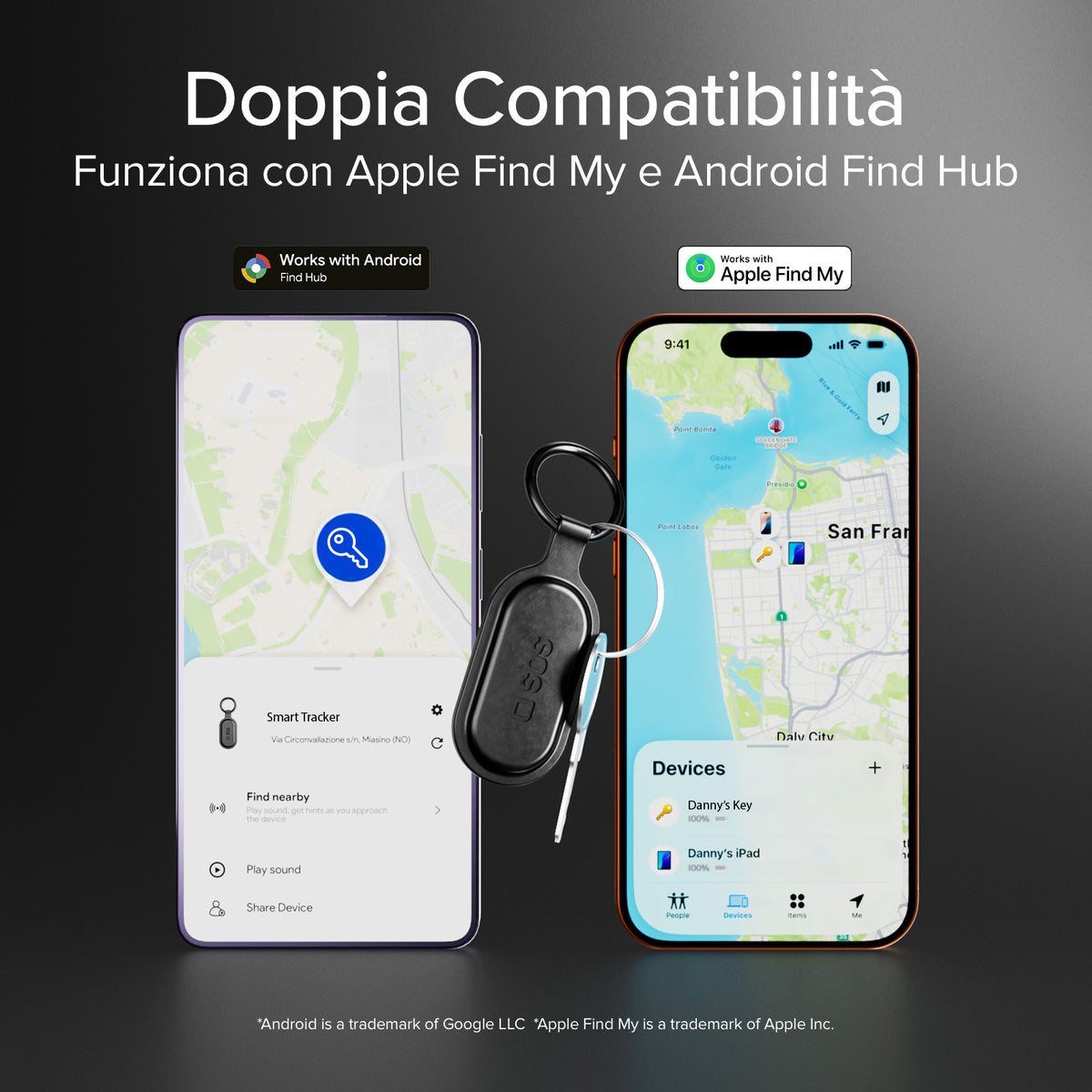 Tracker Track My Taggy con compatibilità Apple Find My e Google Find Hub
