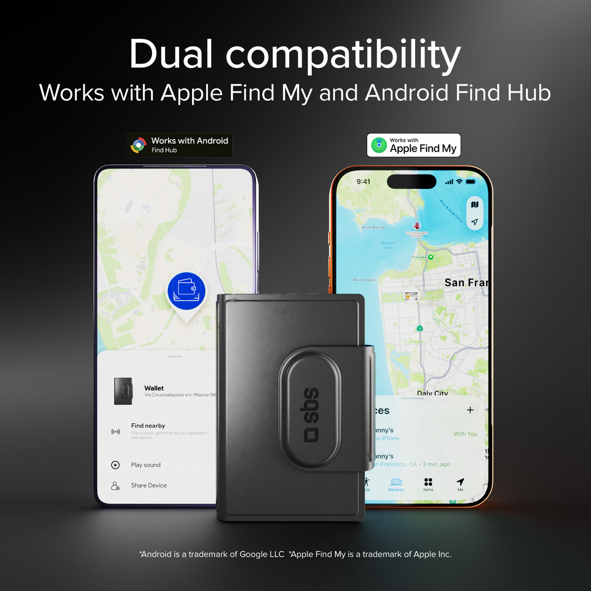 Track My Wallet Kartenetui mit Tracker kompatibel mit Apple Find My und Google Find Hub