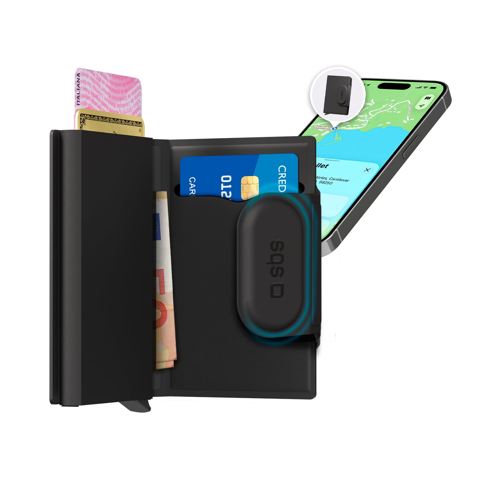 Portacarte Track My Wallet con Apple Find My e Google Find Hub