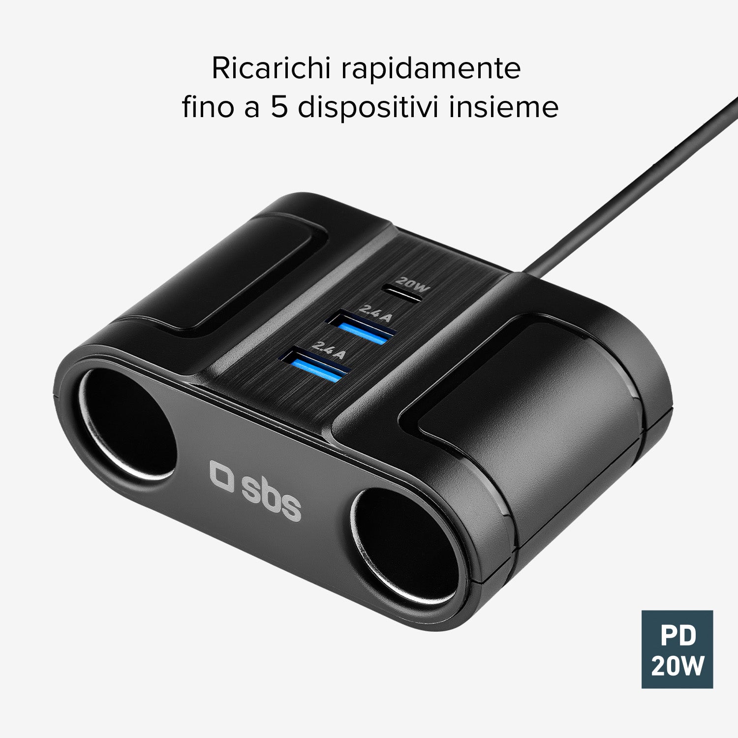 Caricatore sdoppiatore auto - Ricarica rapida 100 Watt