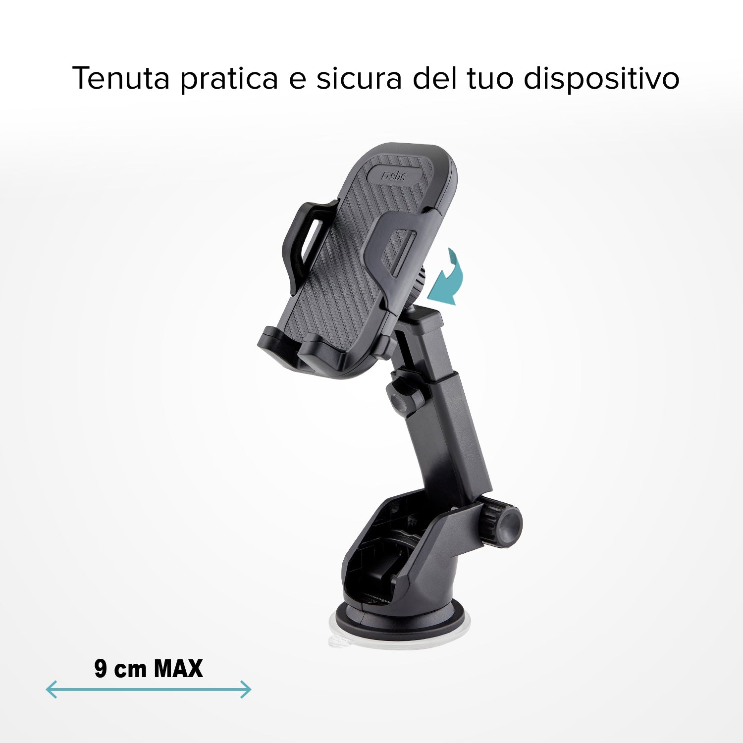Supporto auto per telefono con asta telescopica e fissaggio a ventosa