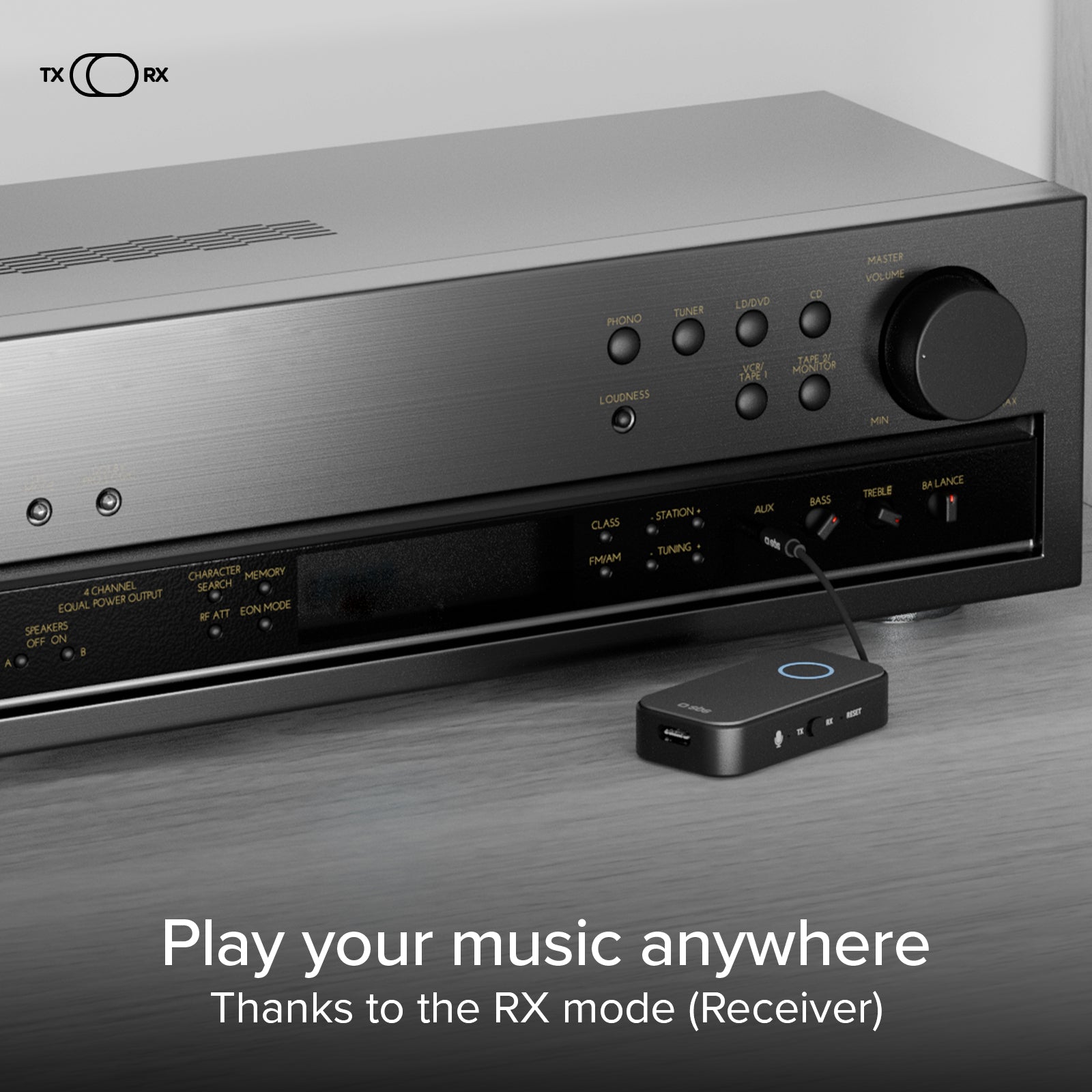 2-in-1 RX/TX wireless audio adapter with universal 3.5&nbsp;mm jack