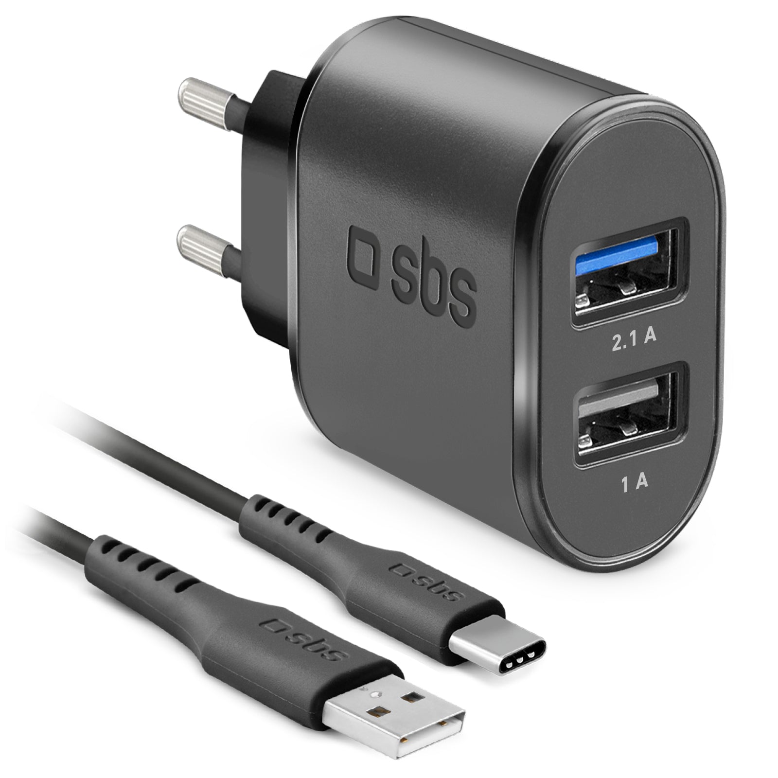 Kit caricabatterie: caricatore per due dispositivi con cavo USB e USB-C incluso